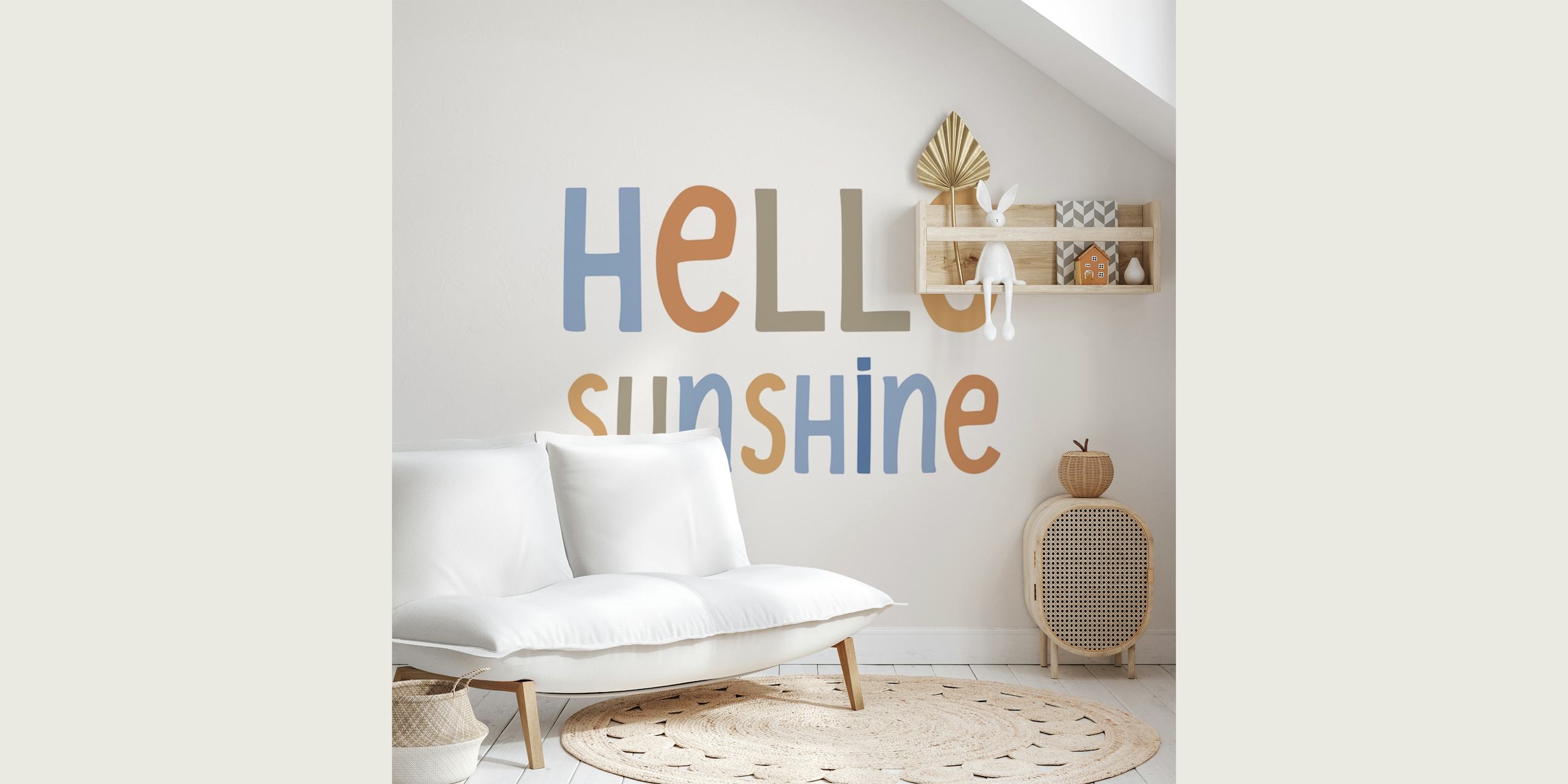 Hello Sunshine Lettering Boho tapet i et rum