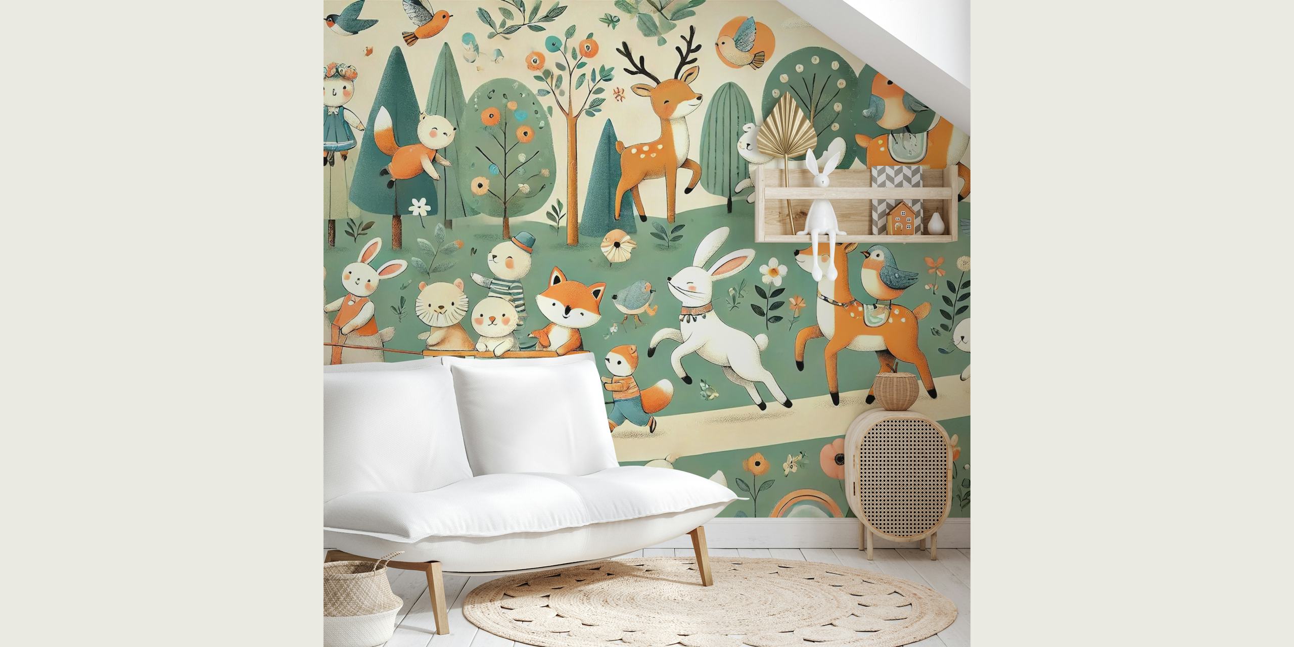 Papel de parede Forest Friends Parade em um quarto