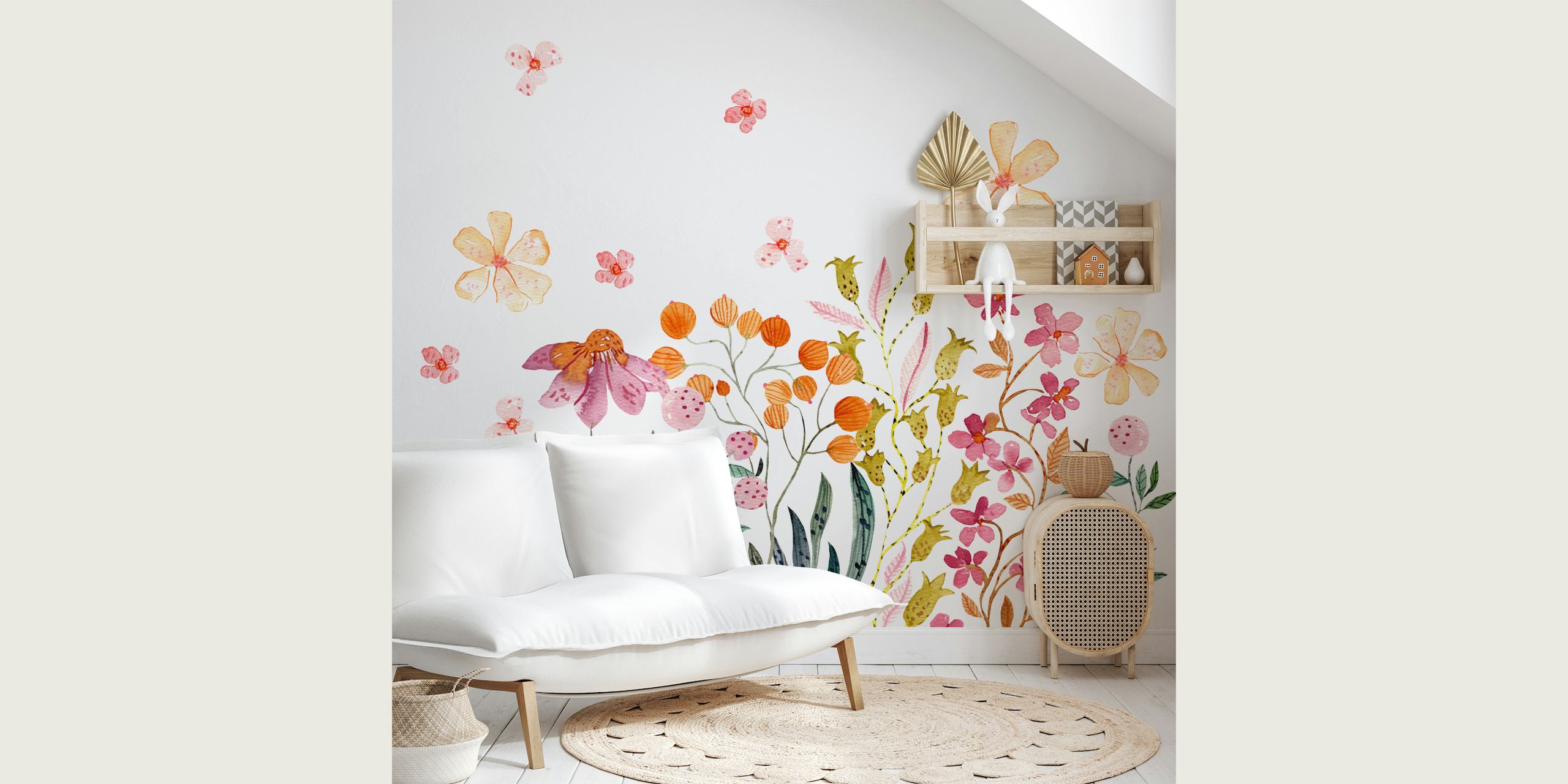 Naive Watercolor Flowers wallpaper design