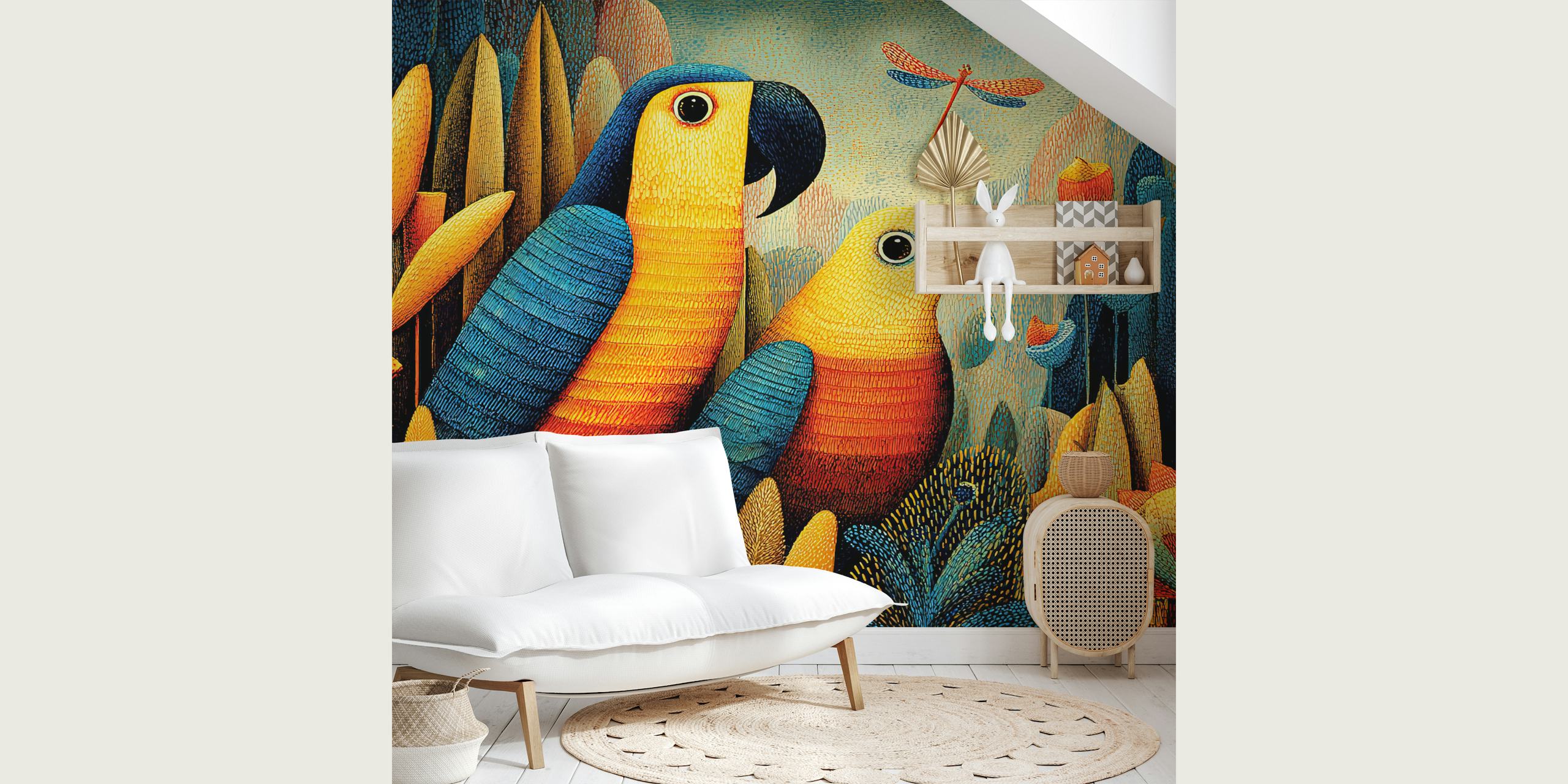 Jungle Sanctuary 2 wallpaper with colorful birds