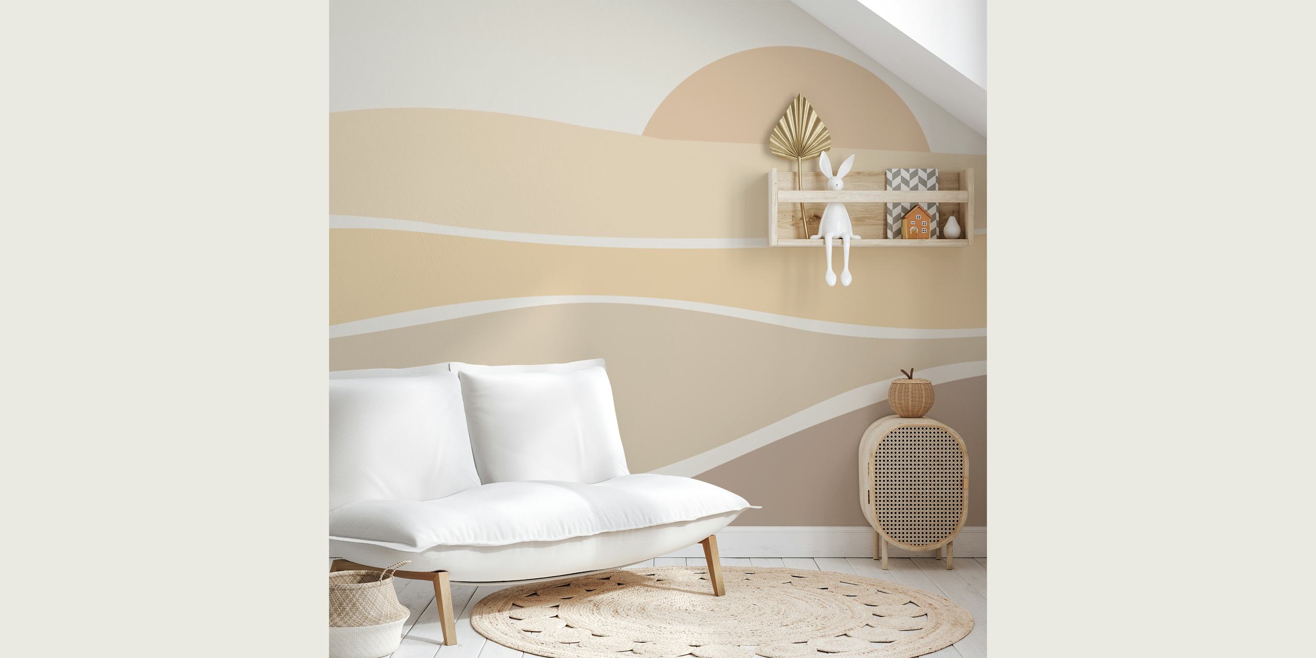 Desert sunrise wallpaper in a cozy room