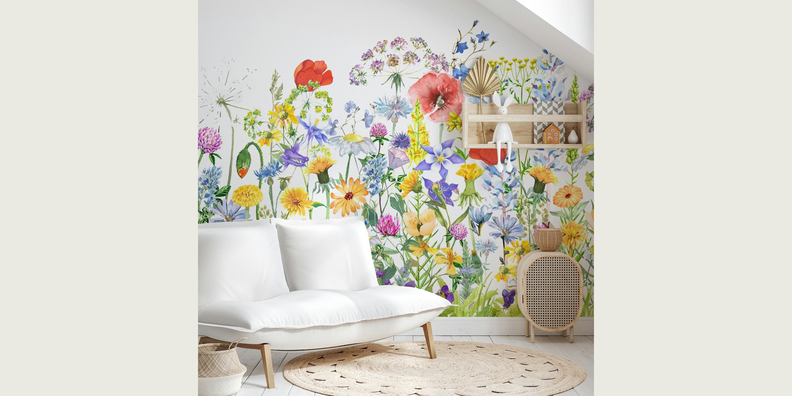 Fototapeta Scandinavian Wildflowers Garden s řadou barevných květin
