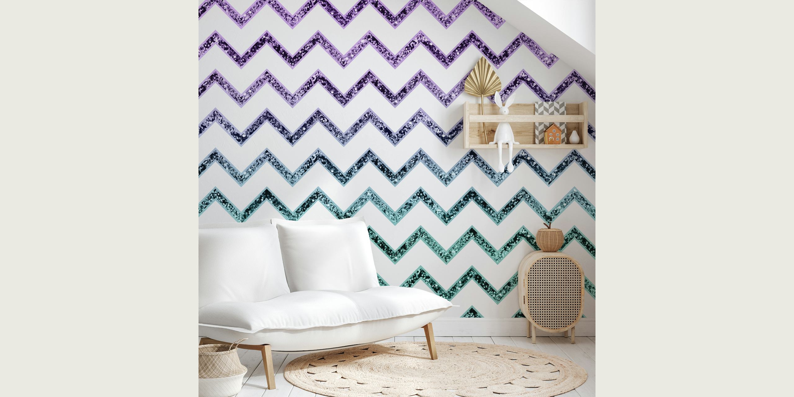 Mermaid Princess Chevron tapet i et rum