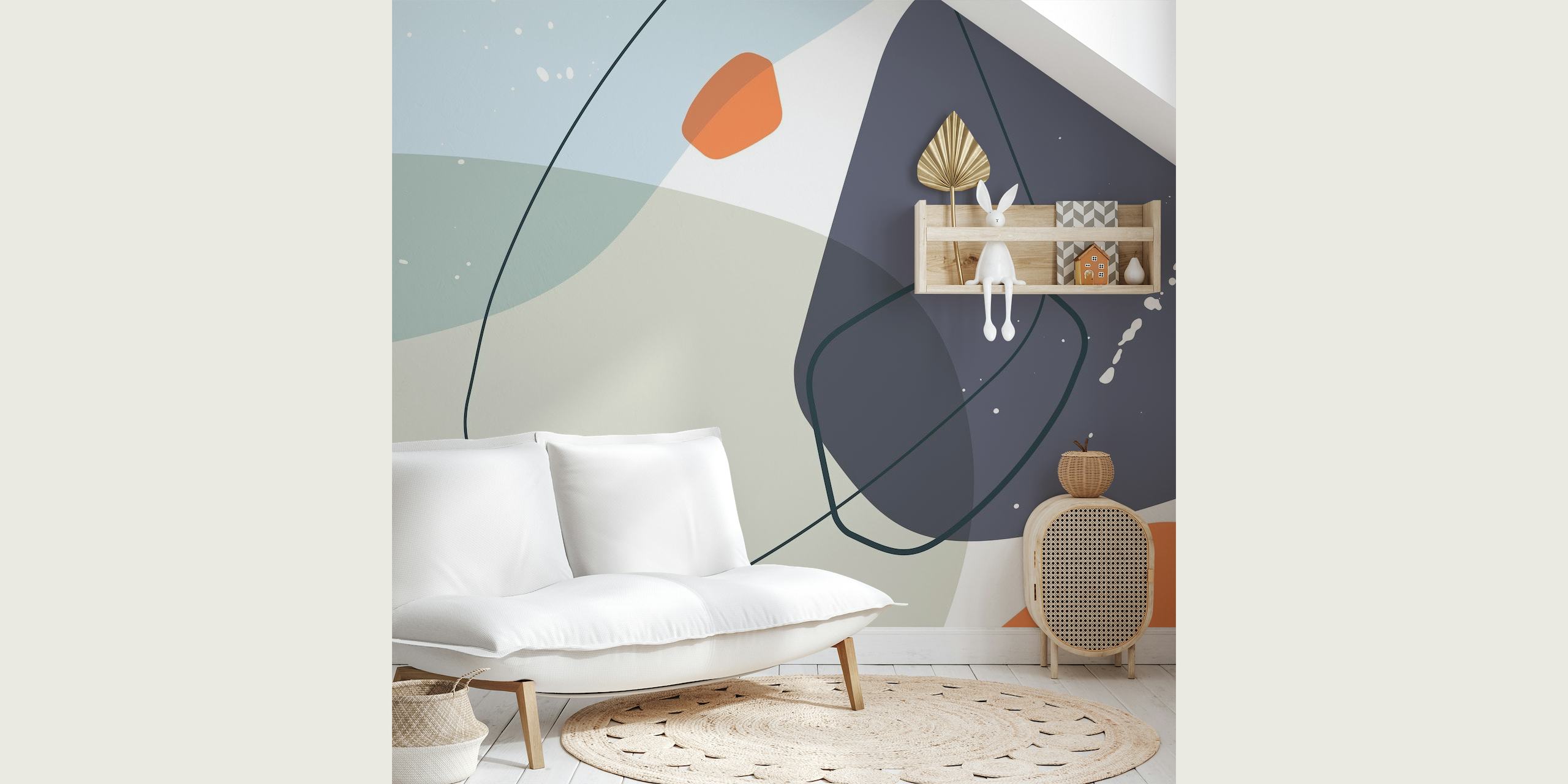 Colorful and creative abstract wallpaper designed for kids play room