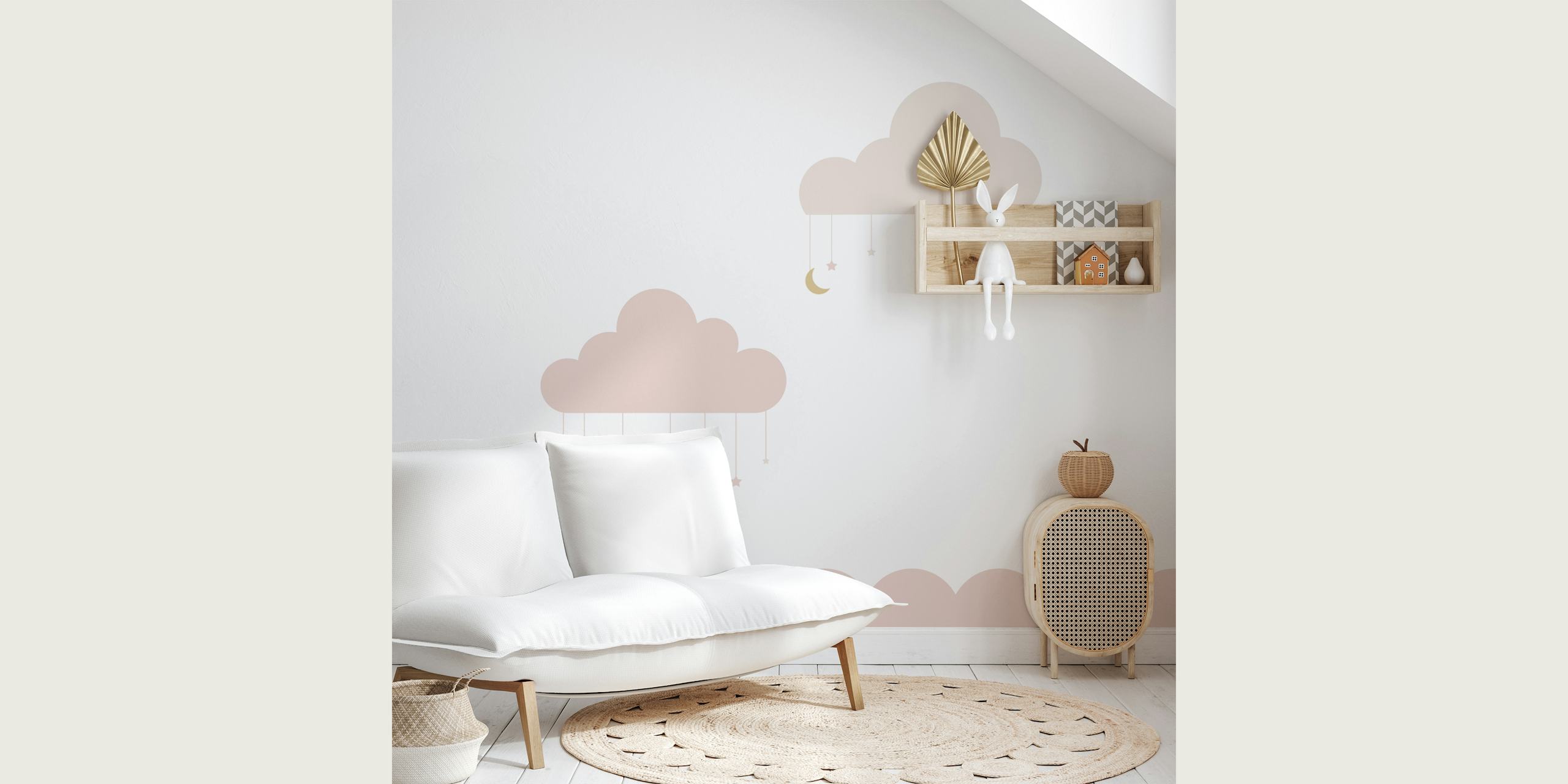 Nursery Tapete mit rosa Wolken