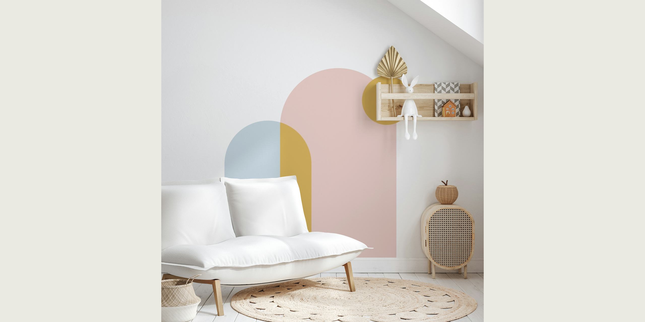 Pink and blue geometric shapes wallpaper