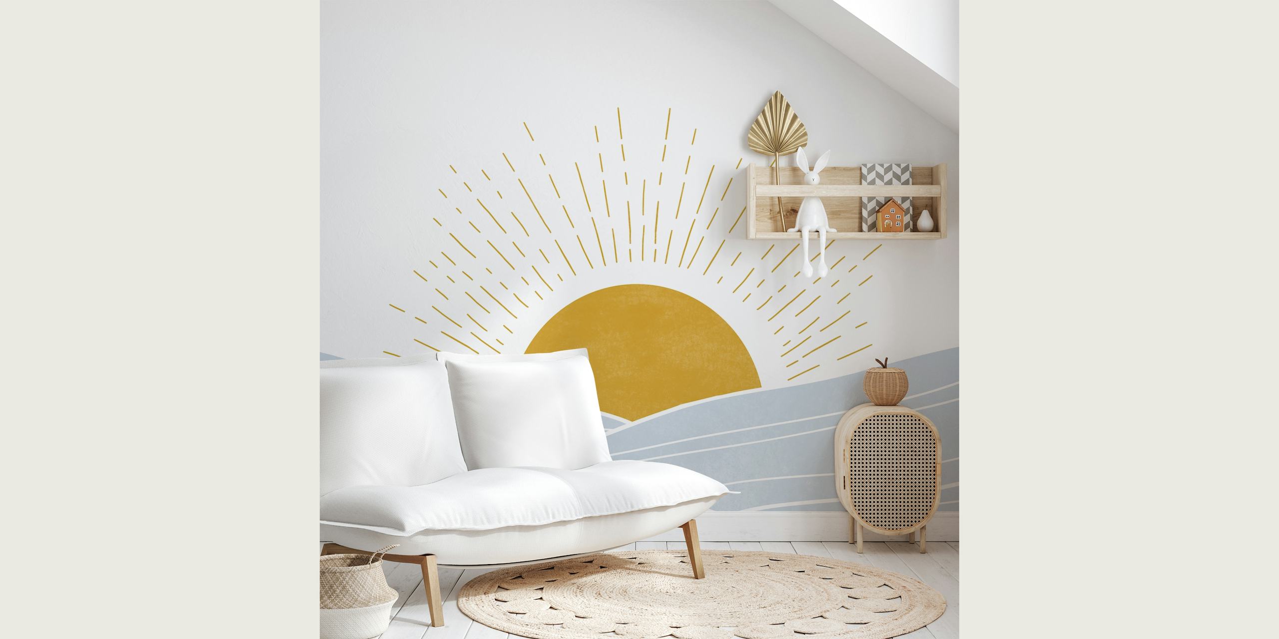 Tapeta Blue Boho Sunrise Design v místnosti