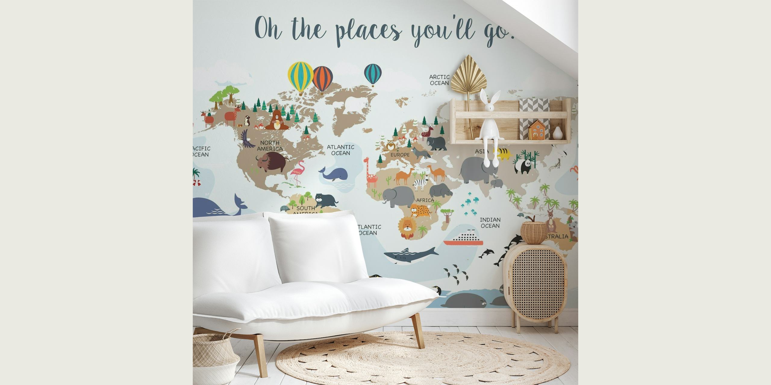 Playroom Map with Animals wallpaper