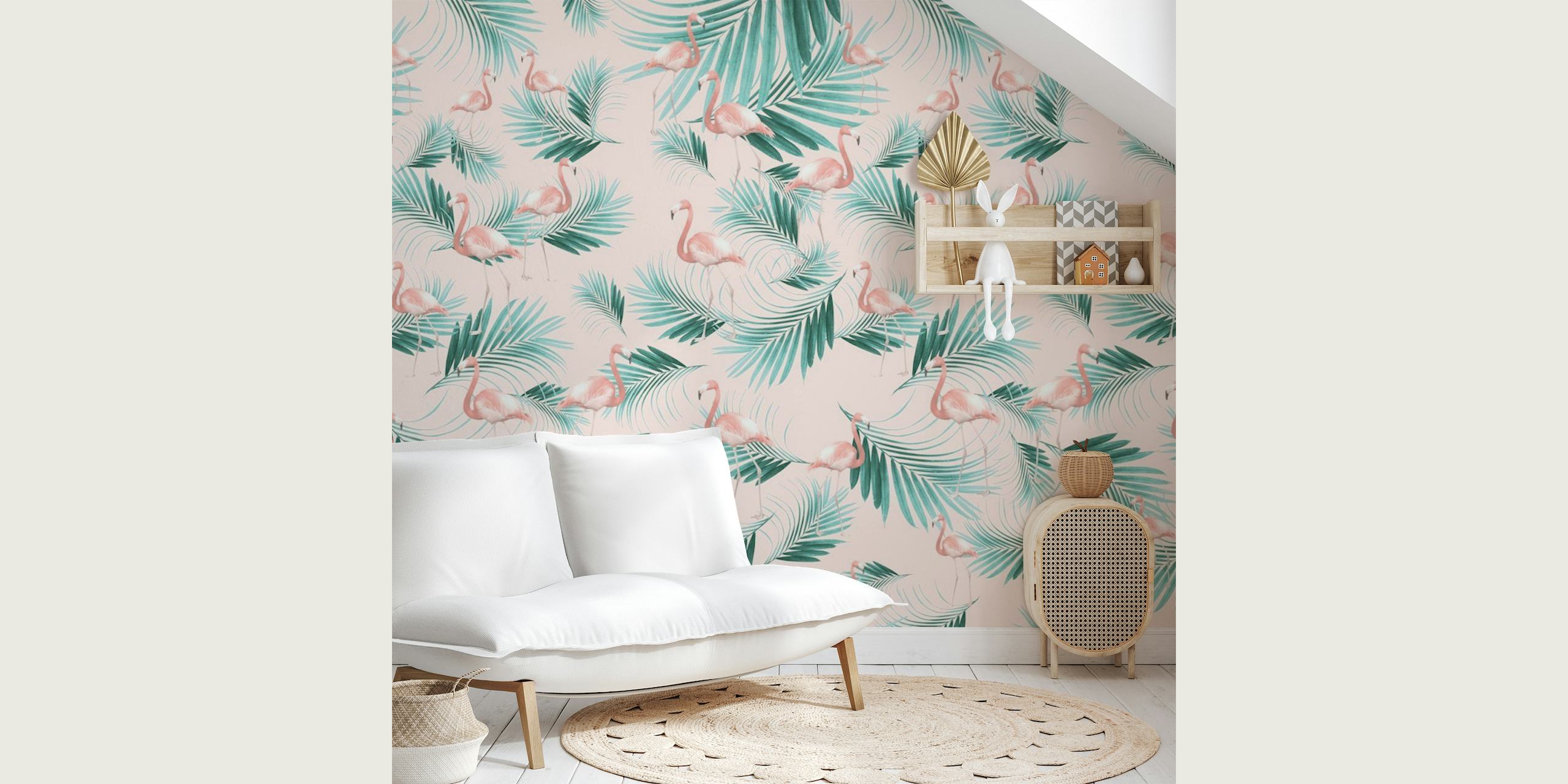 Blush Flamingo Palm Vibes 1a papel de parede