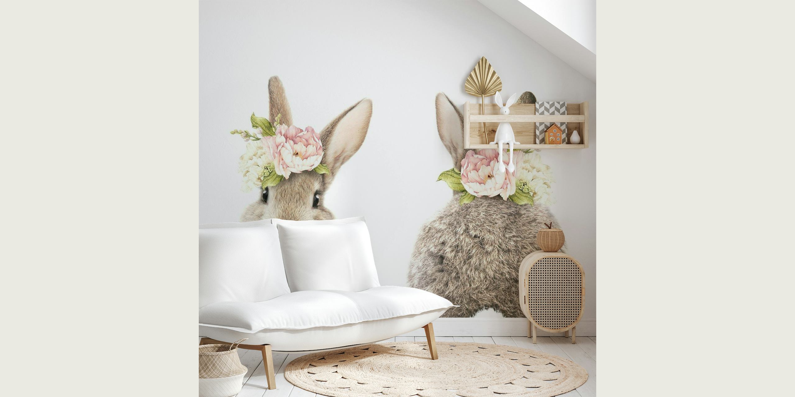 Peekaboo Bunny Set Floral papiers peint