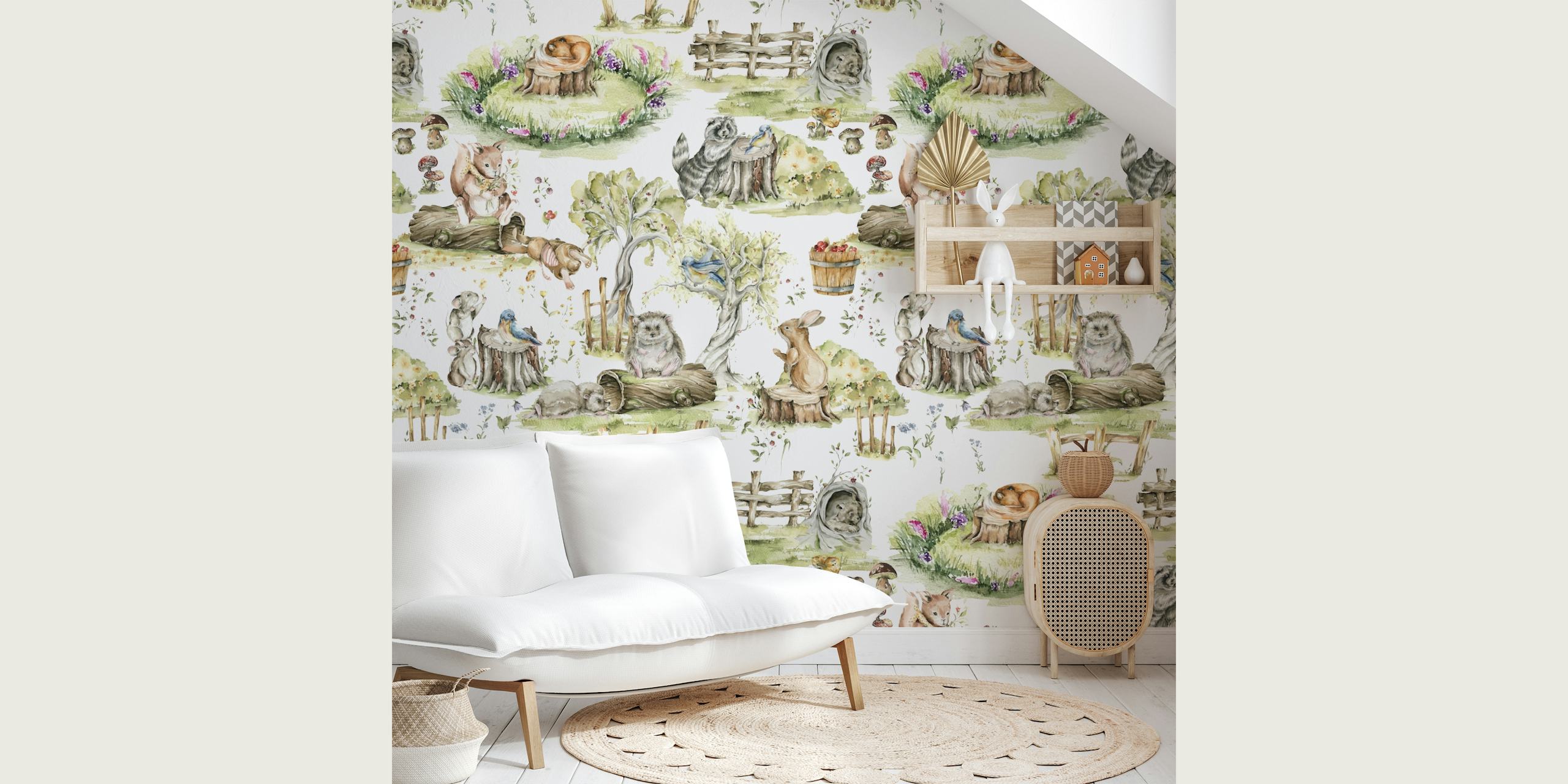 Whimsical Garden Delights wallpaper in a room