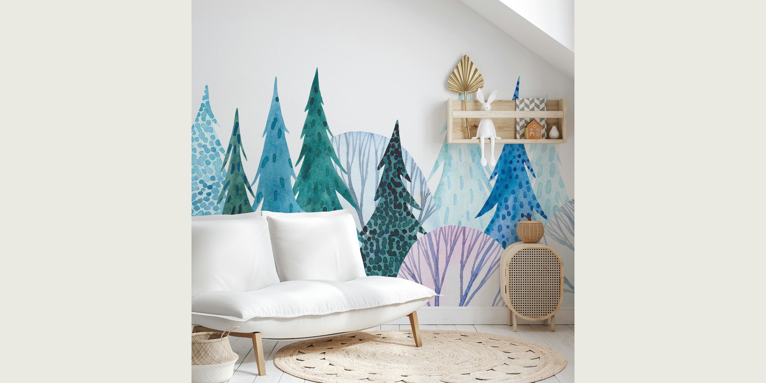Magical winter forest tapetti huoneessa