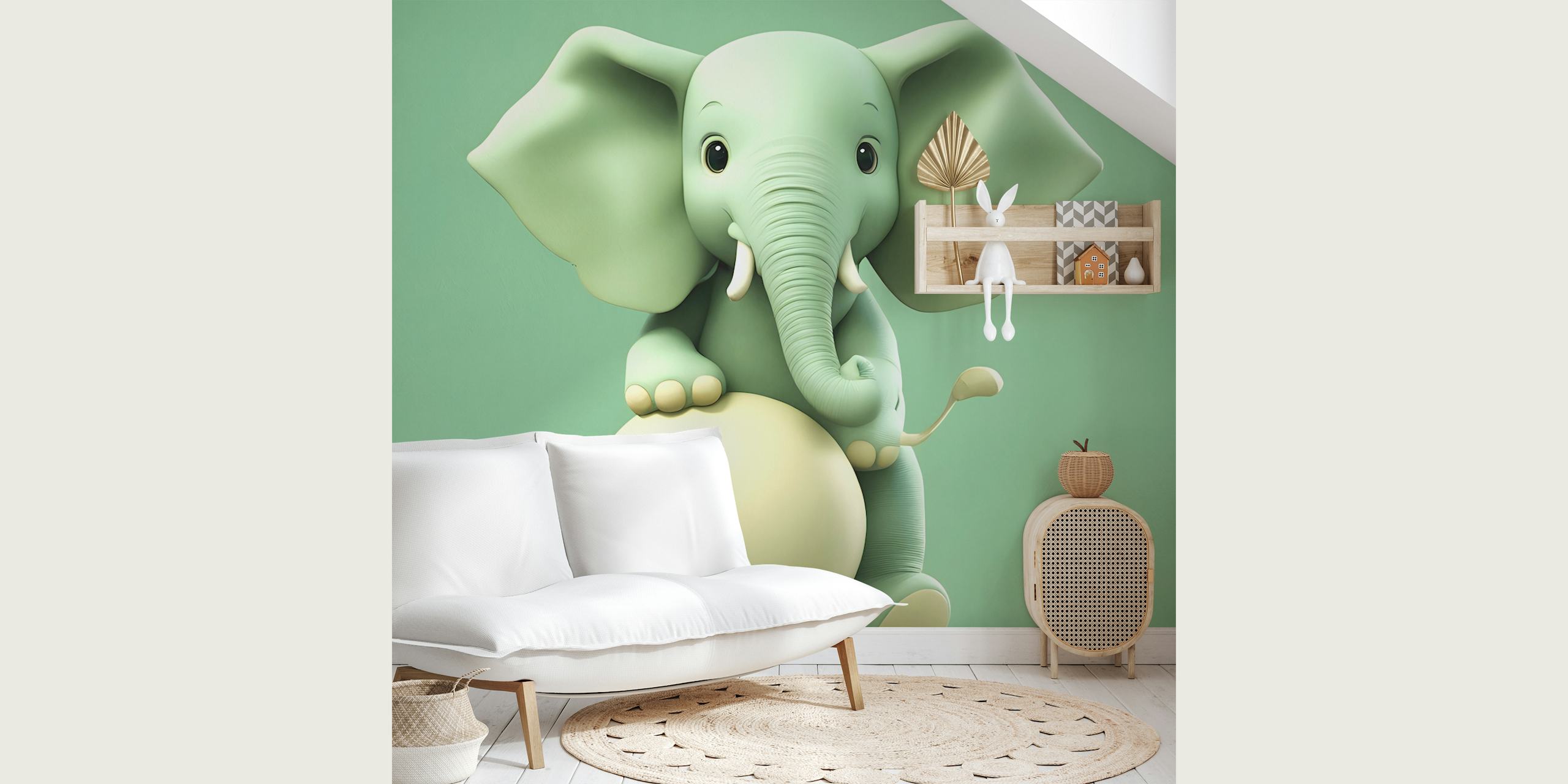 Zidna obloga Green Little Elephant u sobi