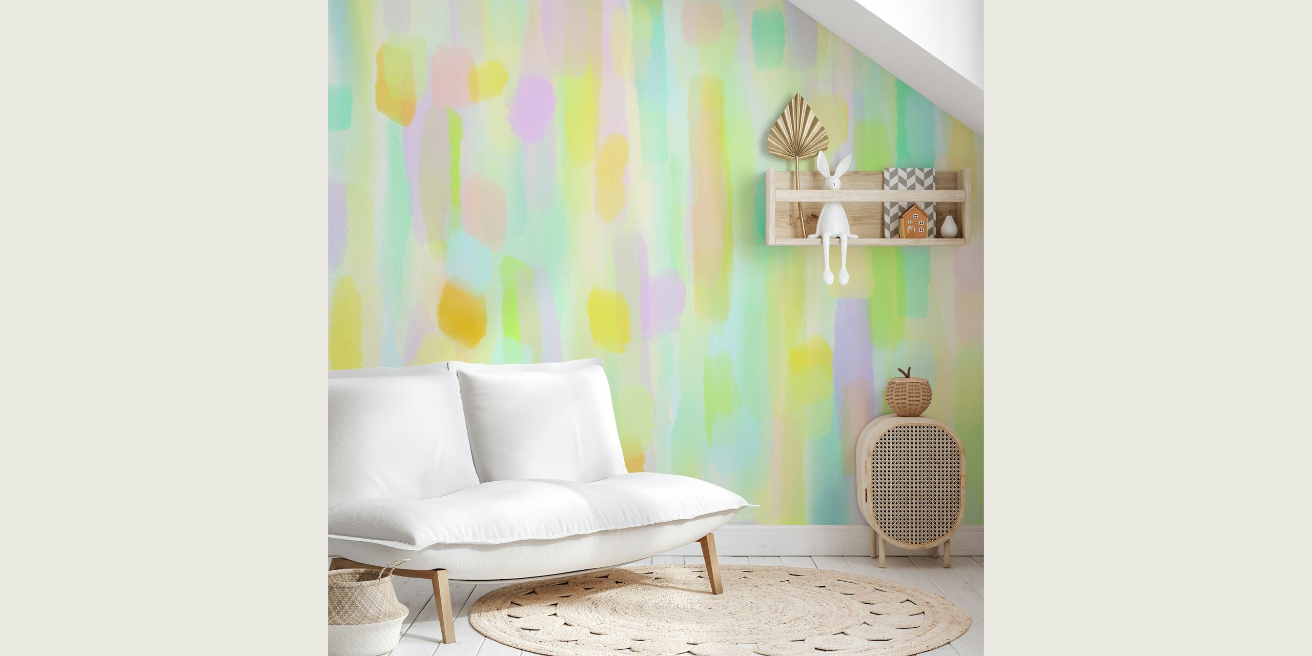 Pastel brush stroke wallpaper with colorful vertical stripes