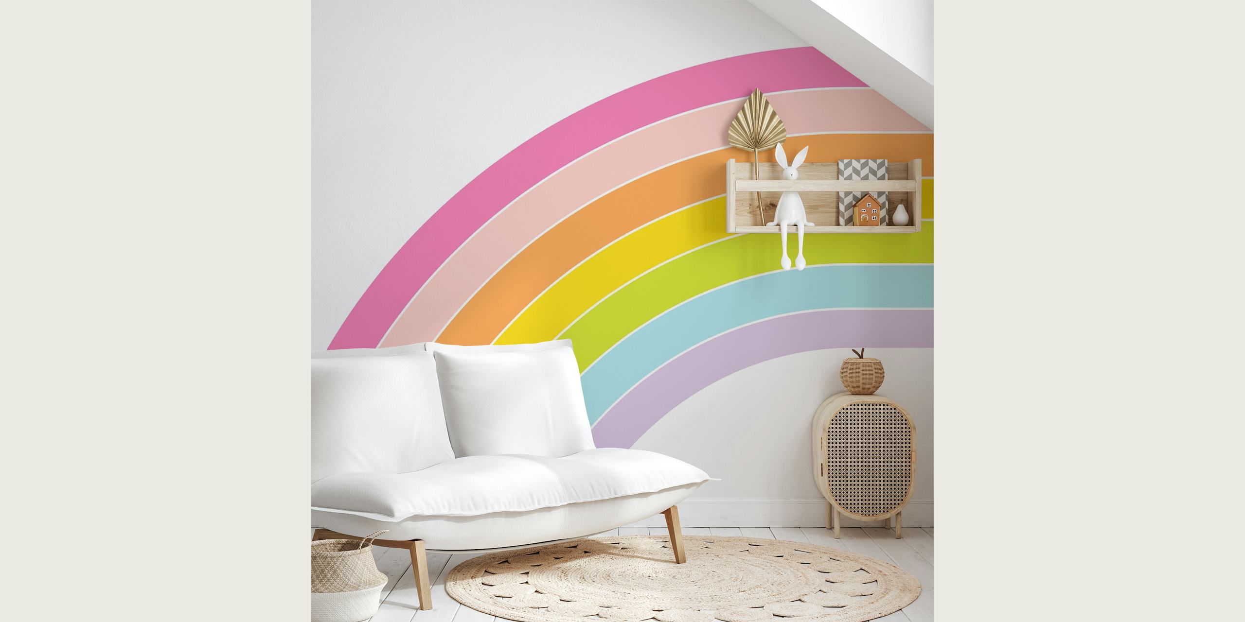 Pastel rainbow wall mural for home decor
