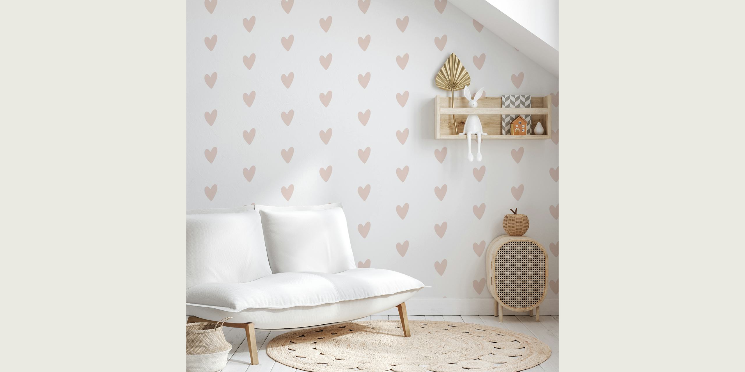 Λεπτό μοτίβο ροζ παστέλ Pink Heart Illustration για εσωτερική διακόσμηση