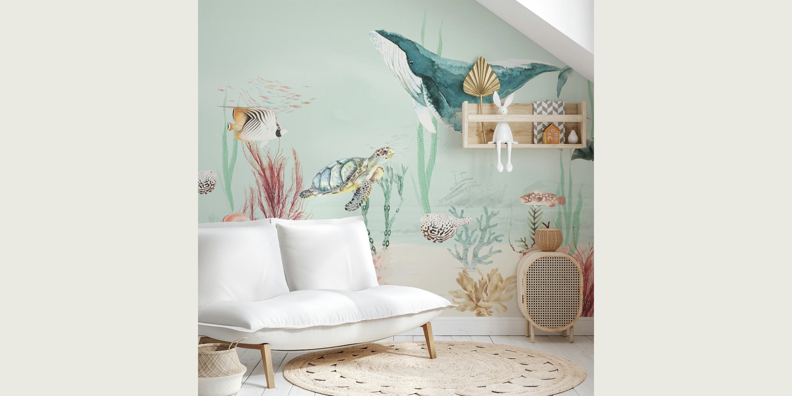 Fototapeta Aqua Adventures Mint se stylizovaným podmořským mořským životem