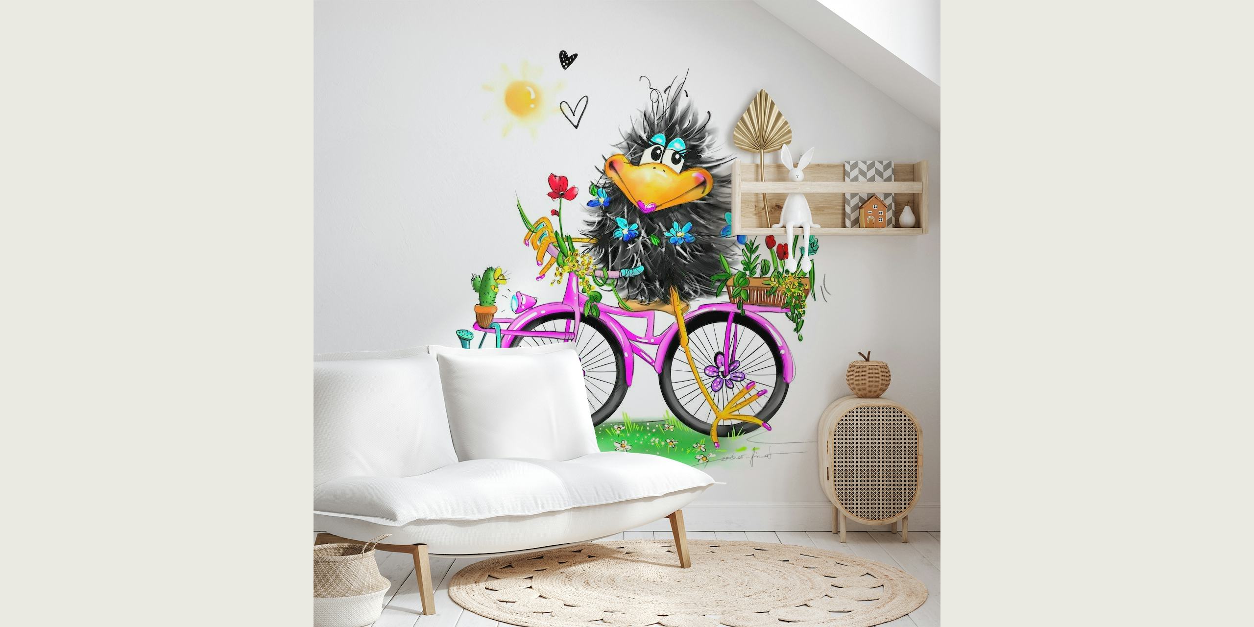 Sweet Raven Bicycle Ride papel pintado