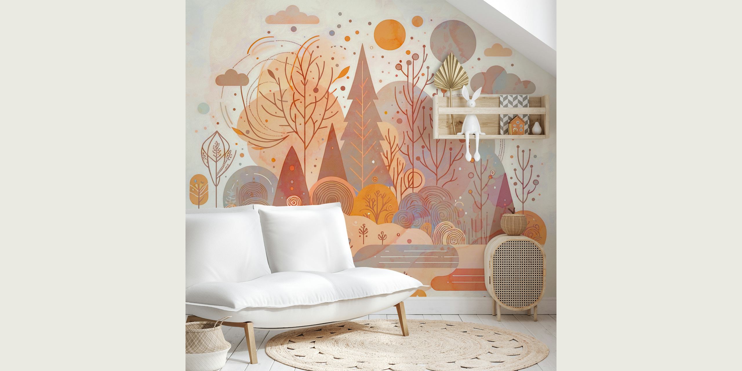 Tapeta Soft Autumn Forest Magic w pokoju