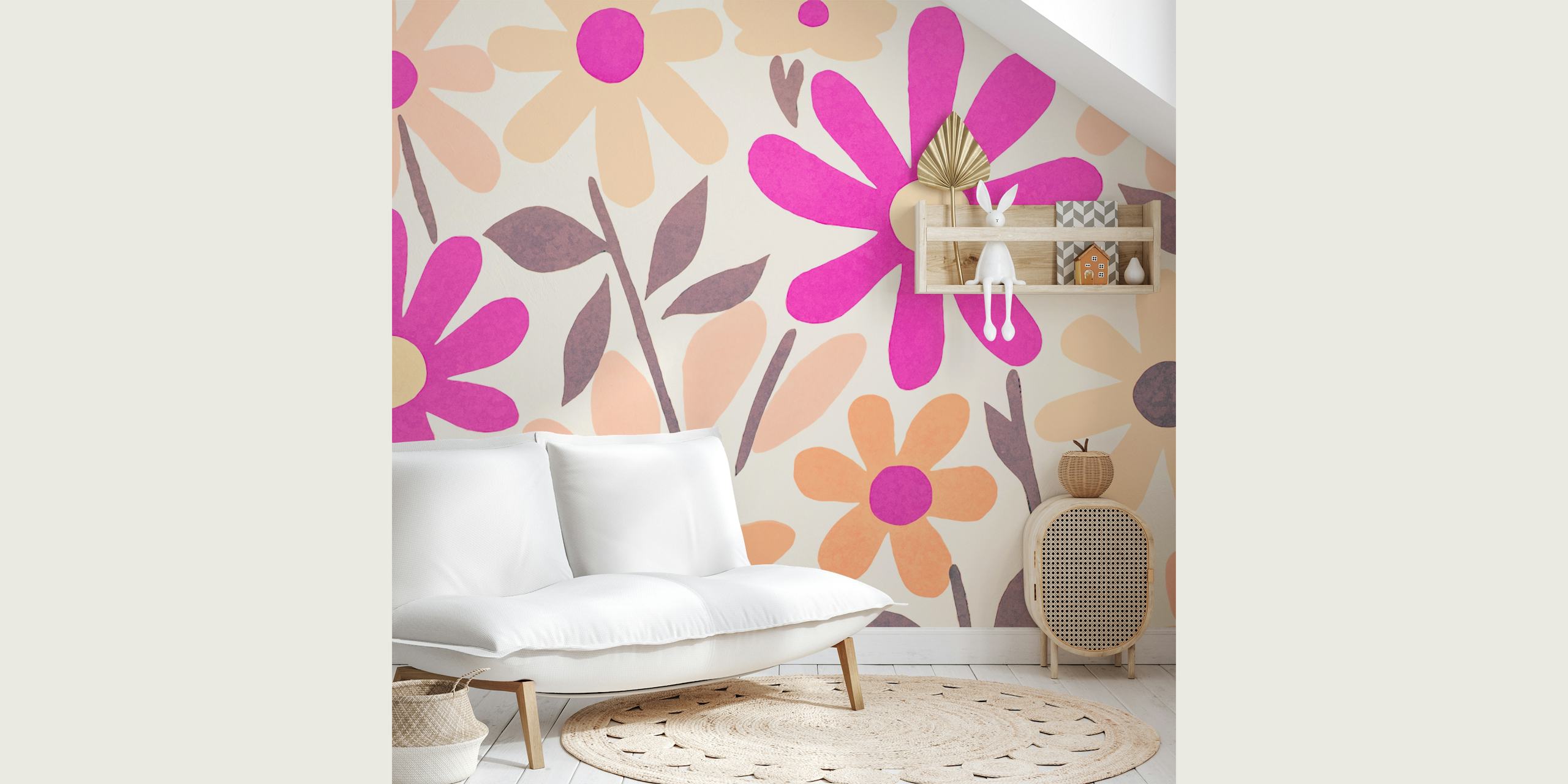 Design colorido de papel de parede floral