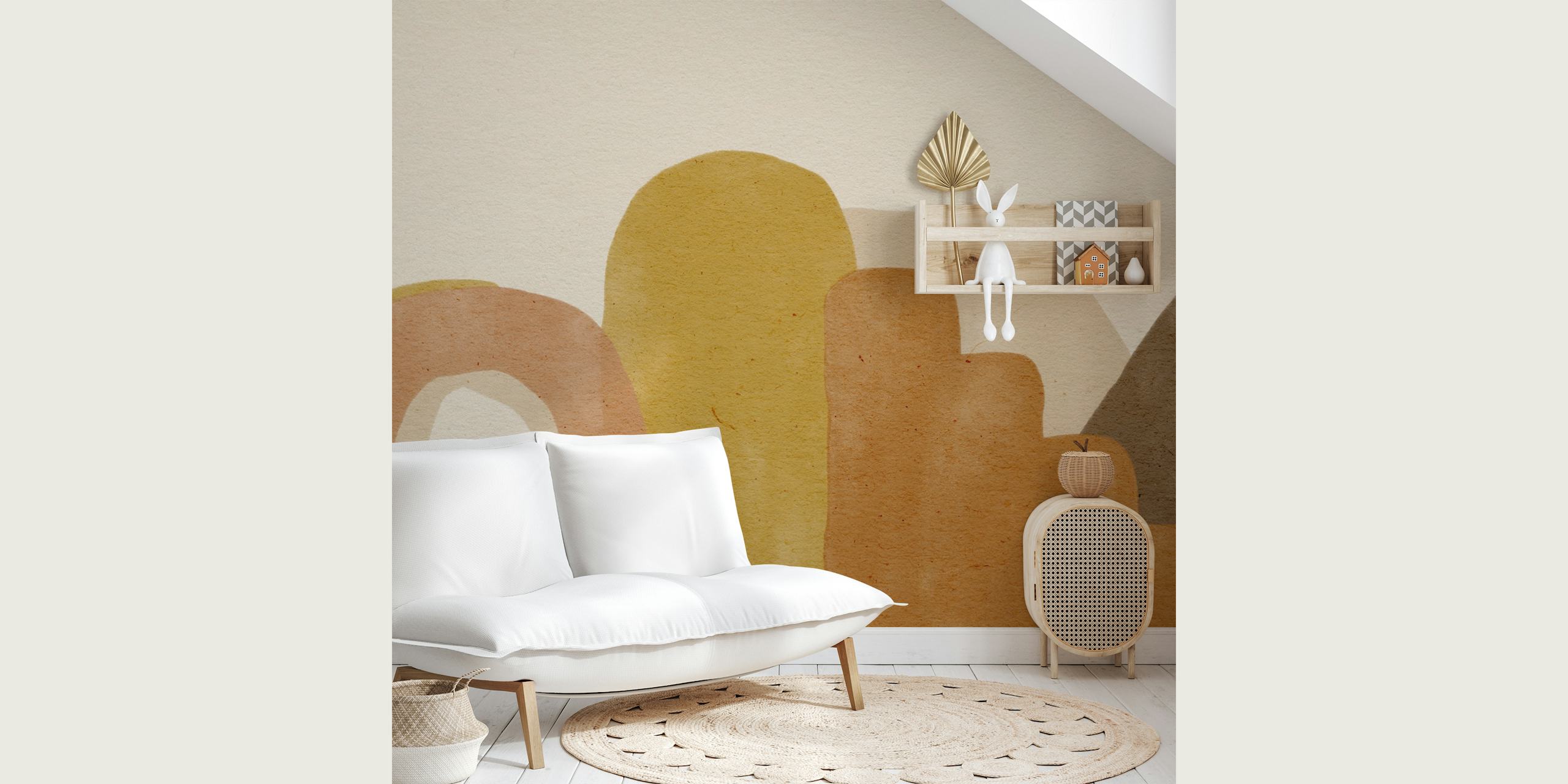 Playful abstract boho kids mural i et børneværelse