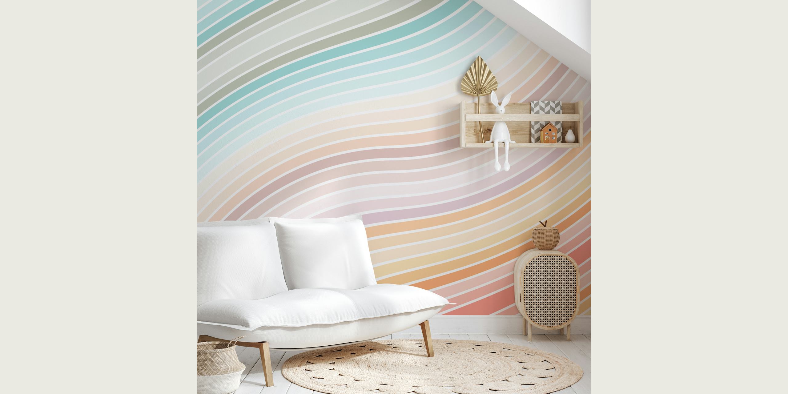 Colorful pastel stripes wallpaper in a room