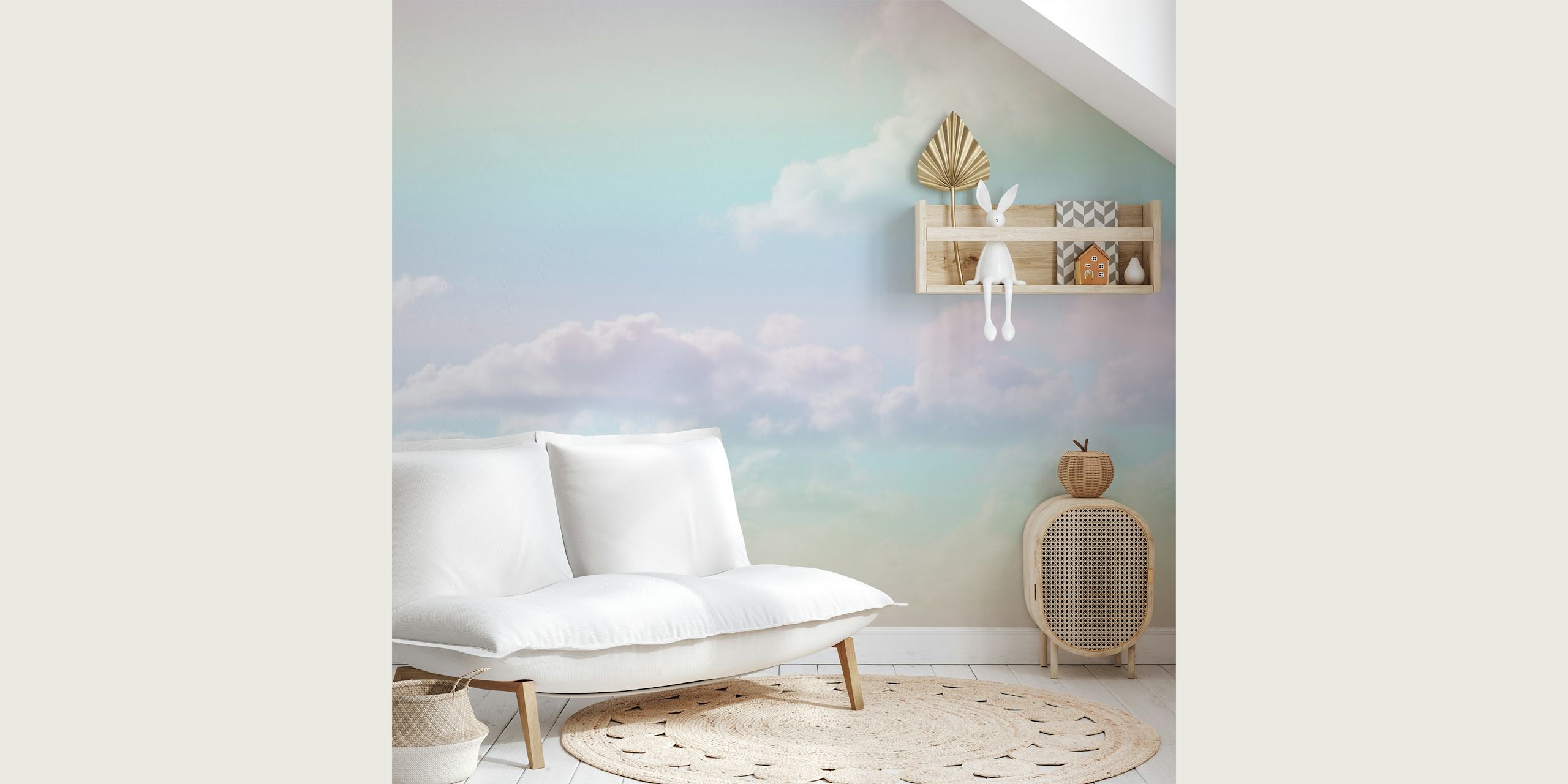 Pastel rainbow clouds in soft colors wallpaper
