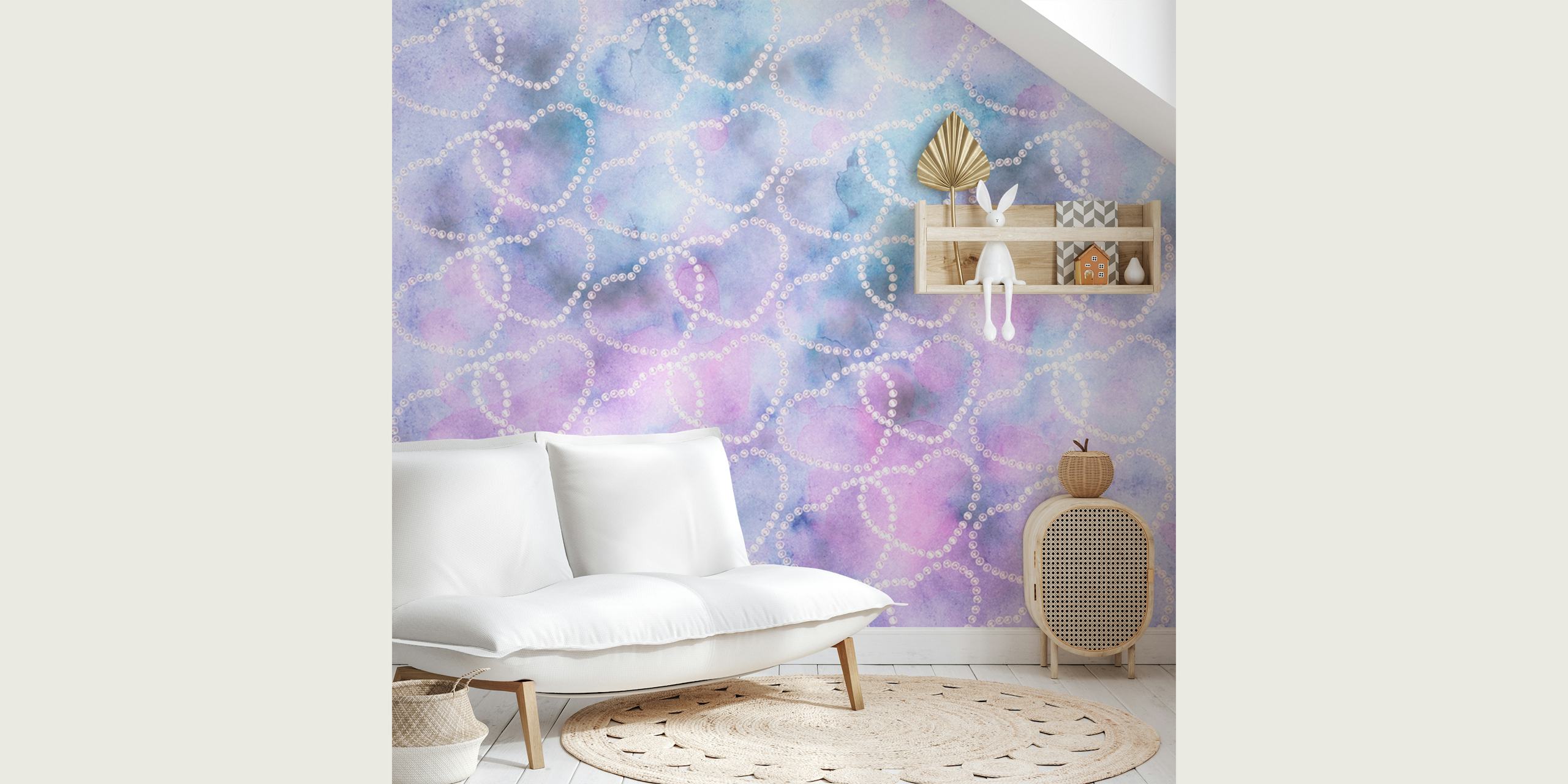 Pastel heart pattern with light blue and pink colors wallpaper