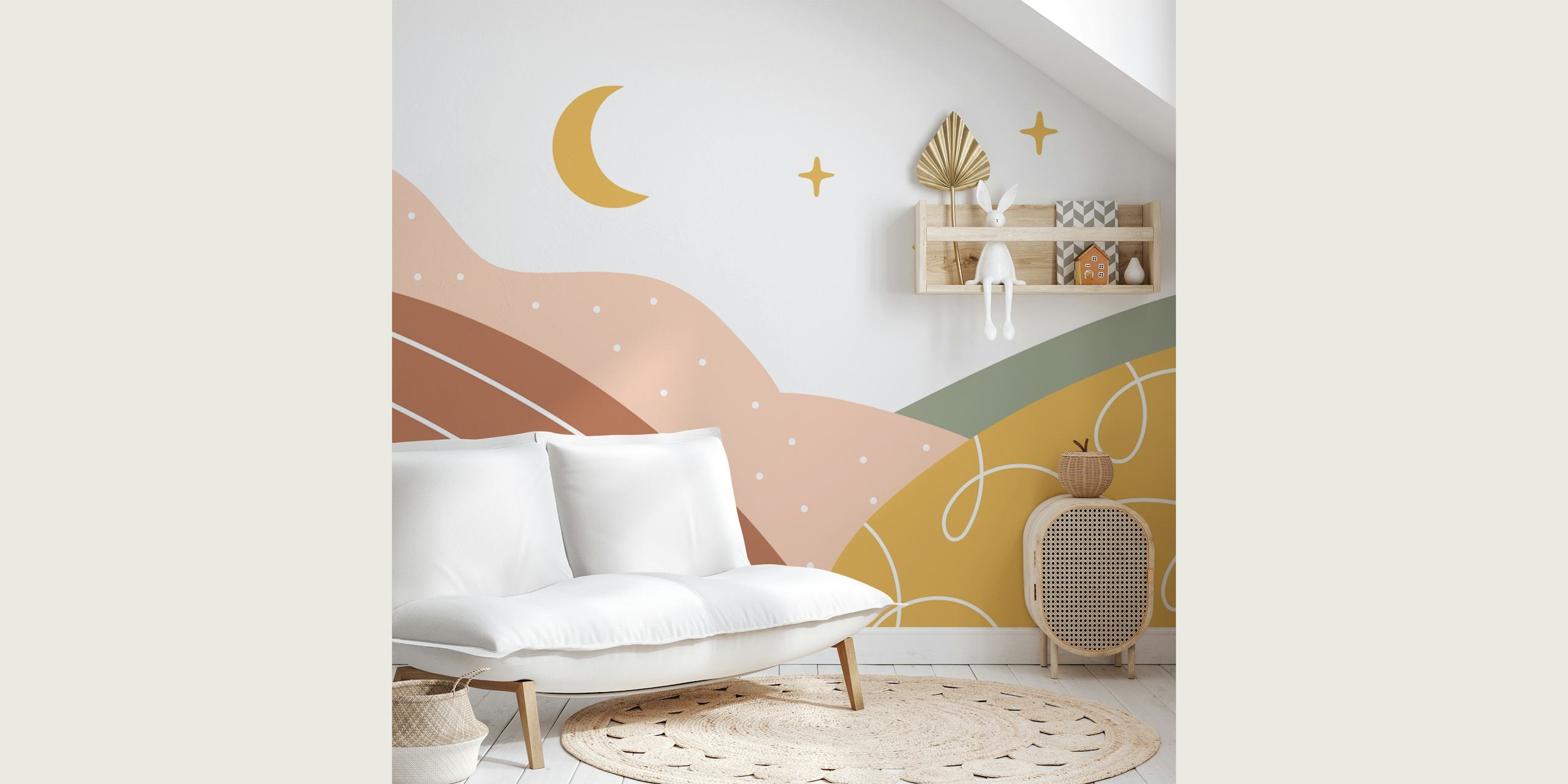 Magical Boho Abstract Landscape tapet i ett rum