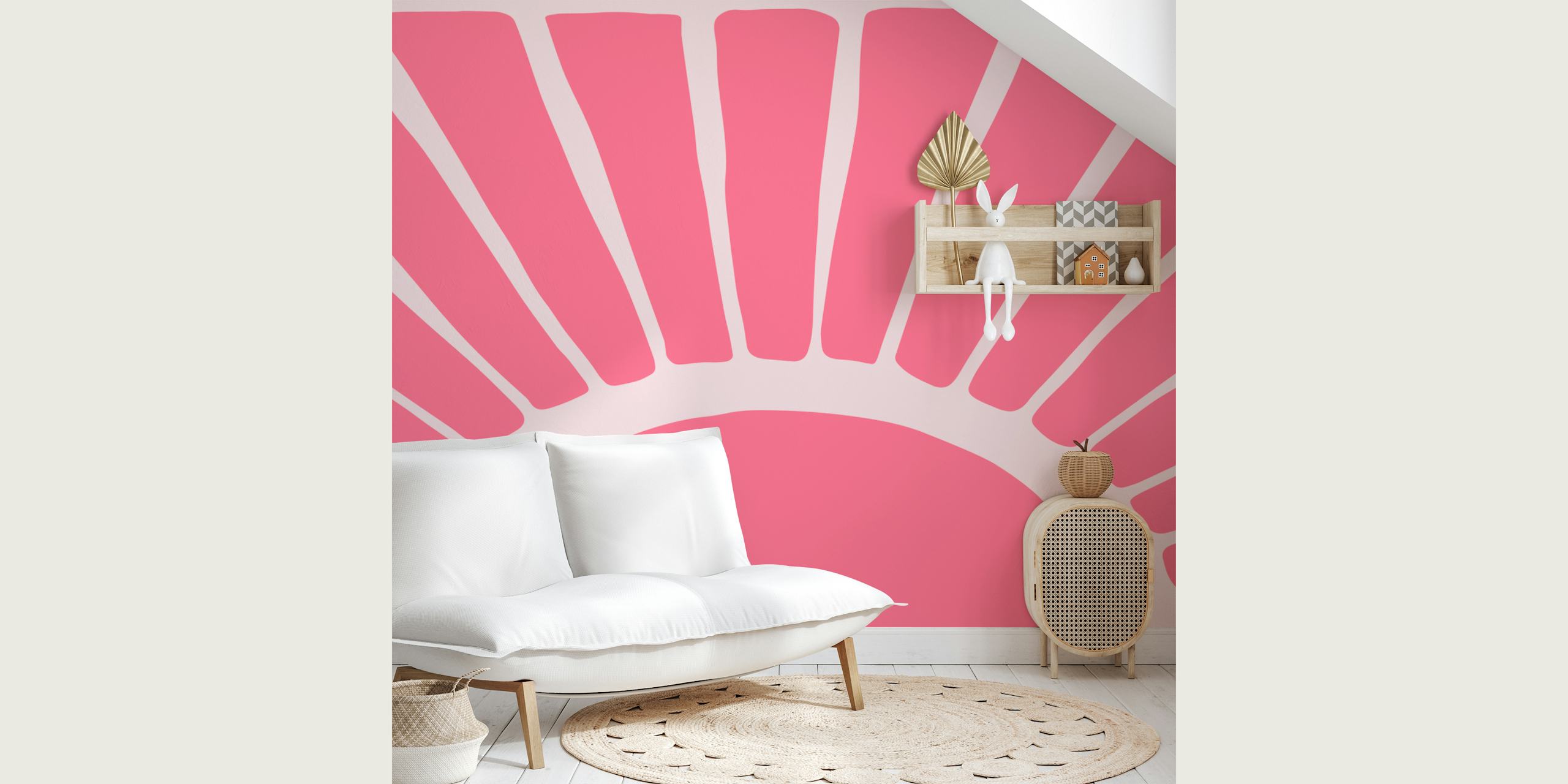 Pink Abstract Cutouts Sunshine wallpaper in a room