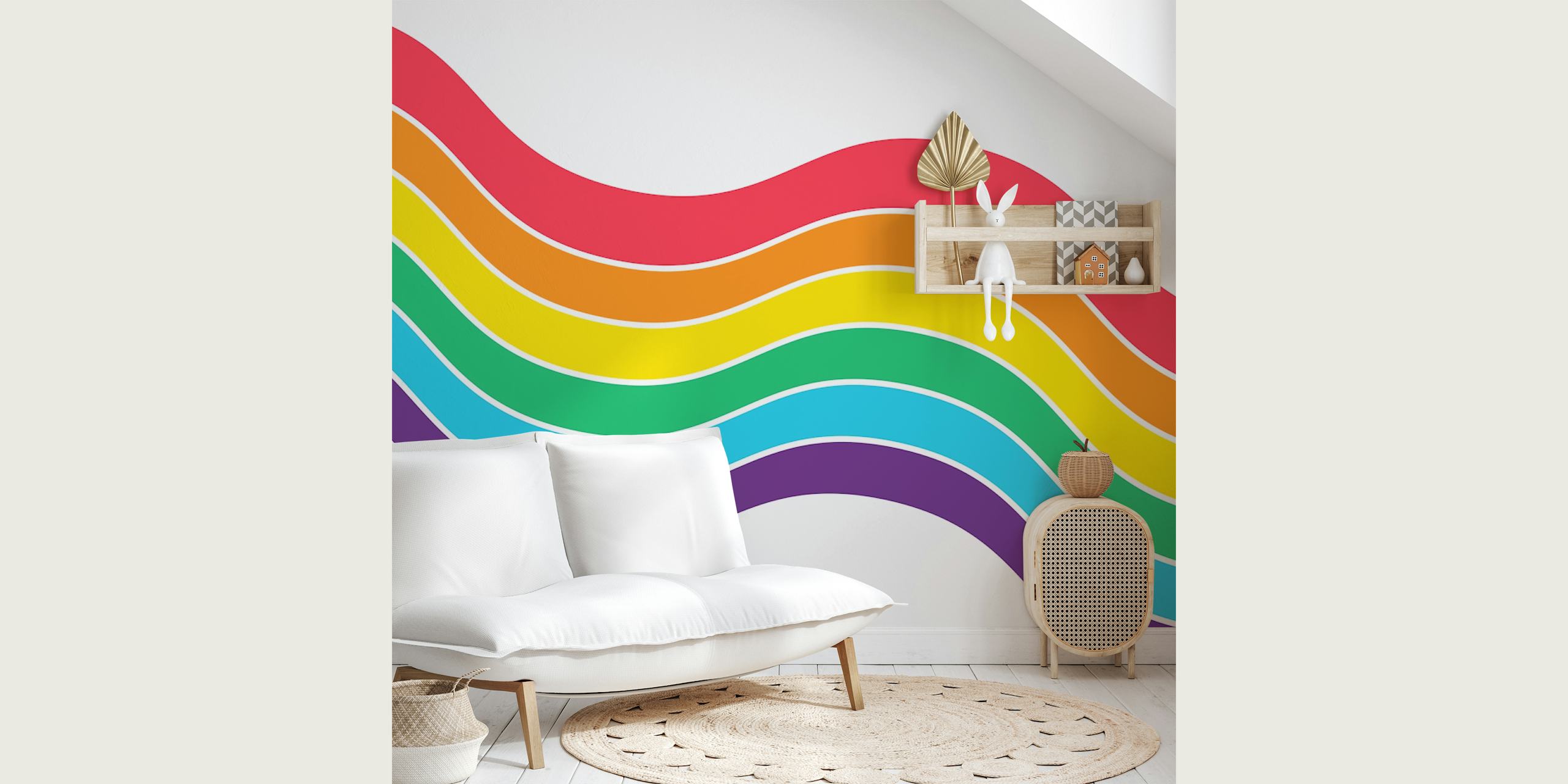 Papier peint Happy Rainbow Stripes dans une pièce