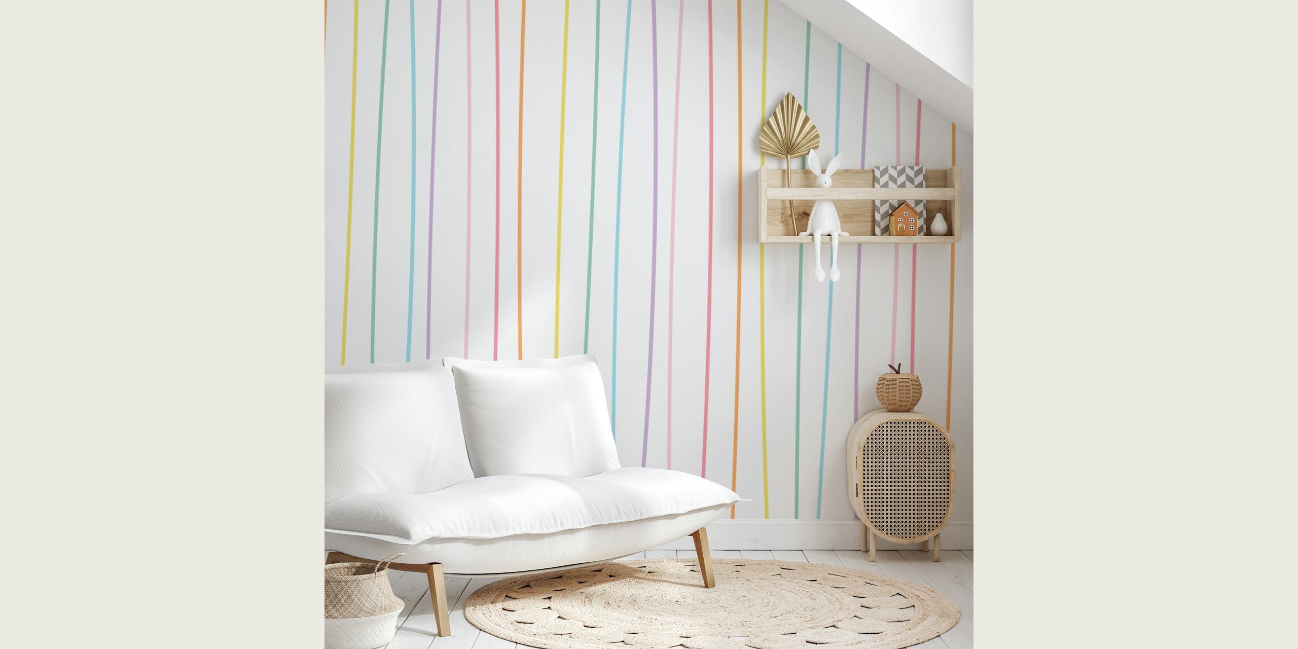 Ταπετσαρία Pastel Rainbow Stripes Hand Drawn σε ένα δωμάτιο