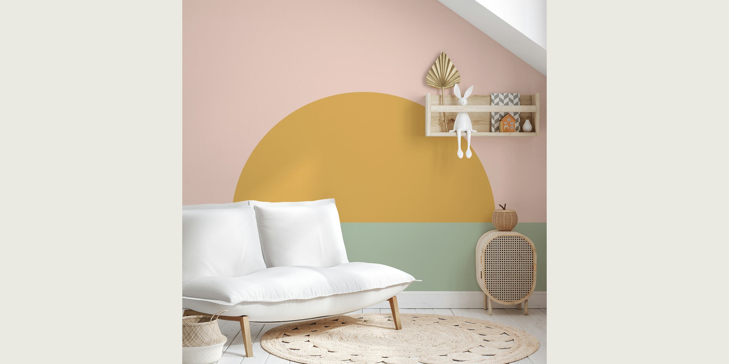 Minimalist Boho Sun Tapetdesign in einem Raum