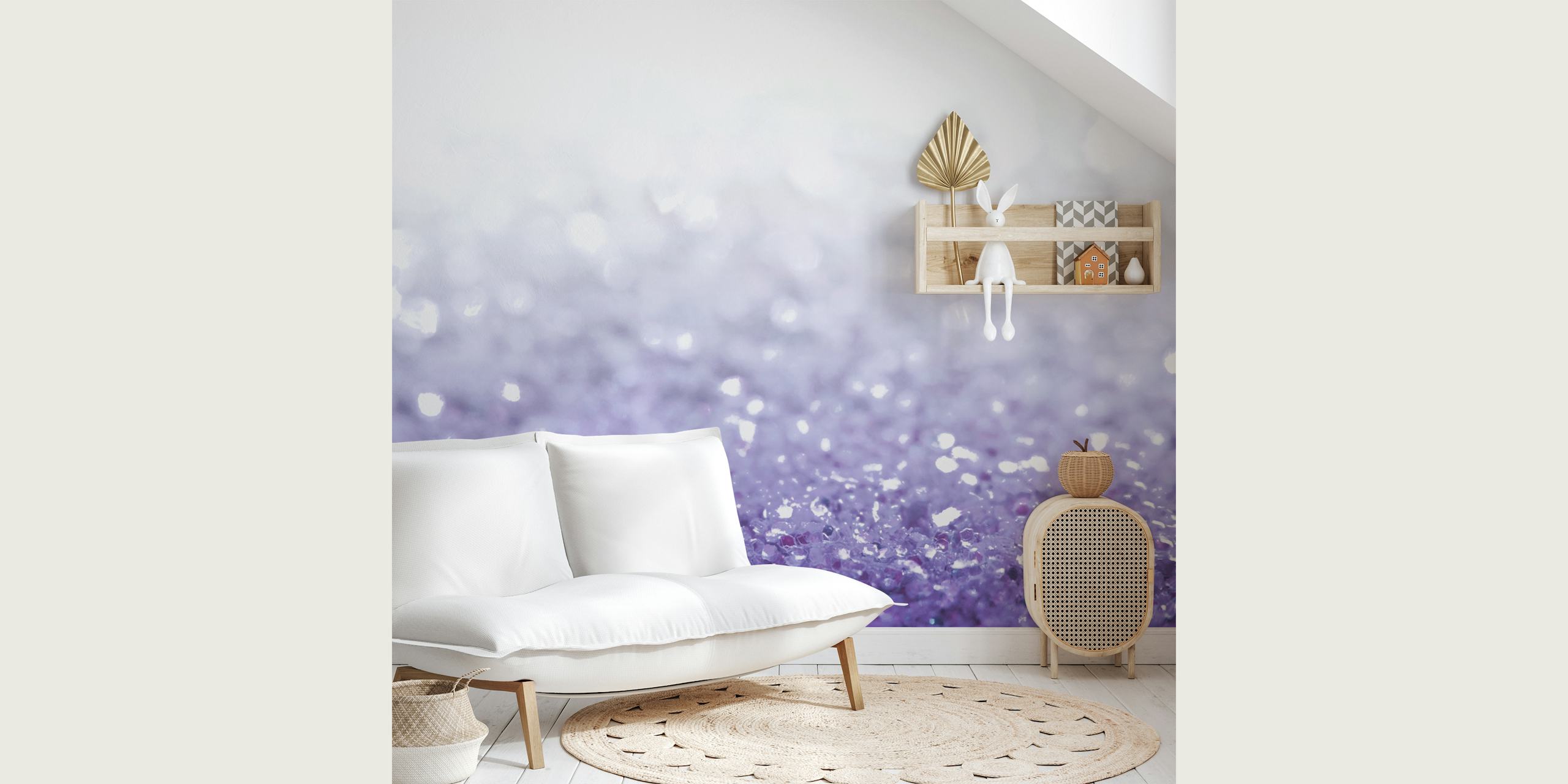 Tapeta Glitter White To Purple Vystavená V Místnosti