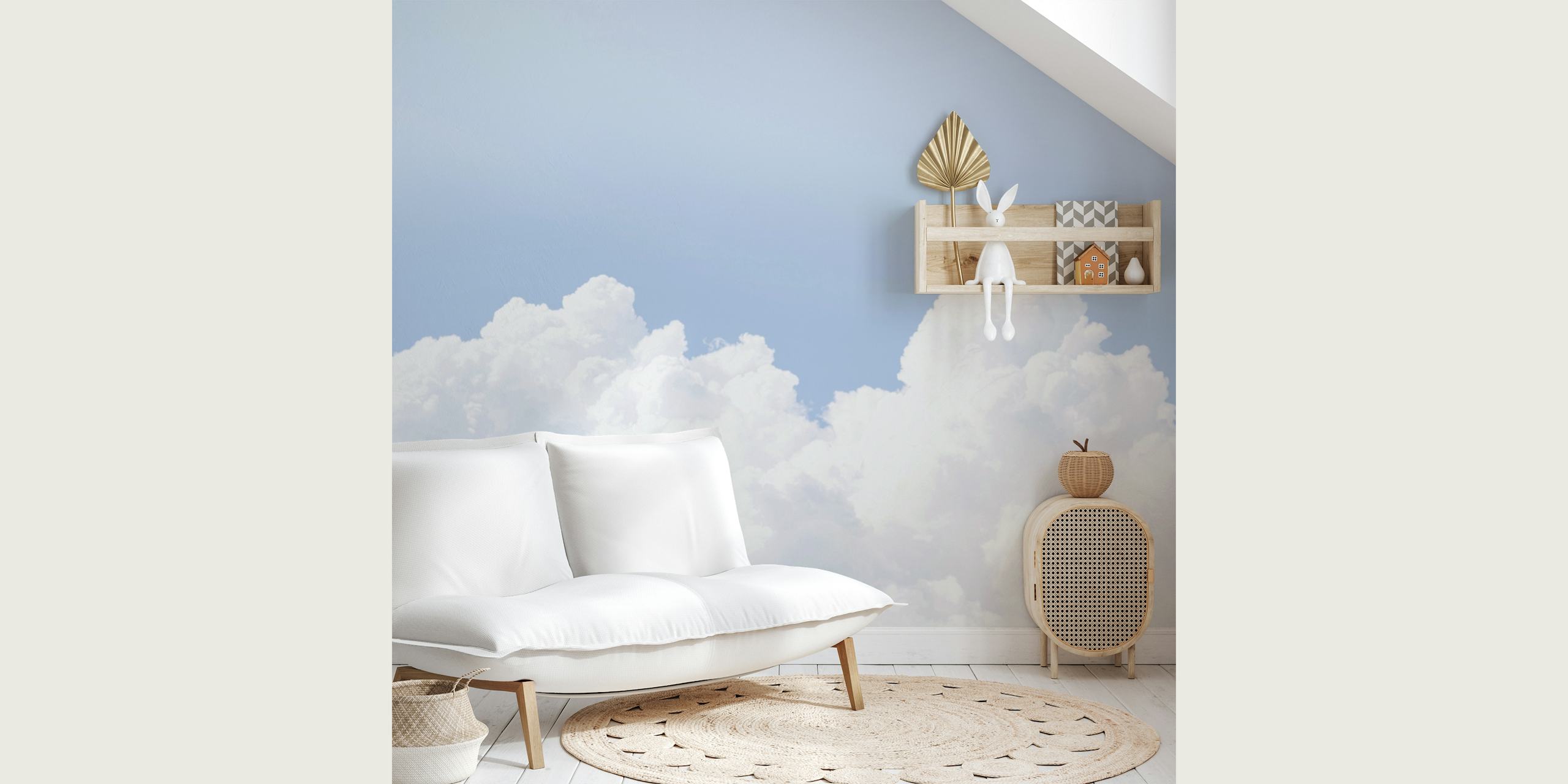 Pastel blue ombre clouds wallpaper in soft hues