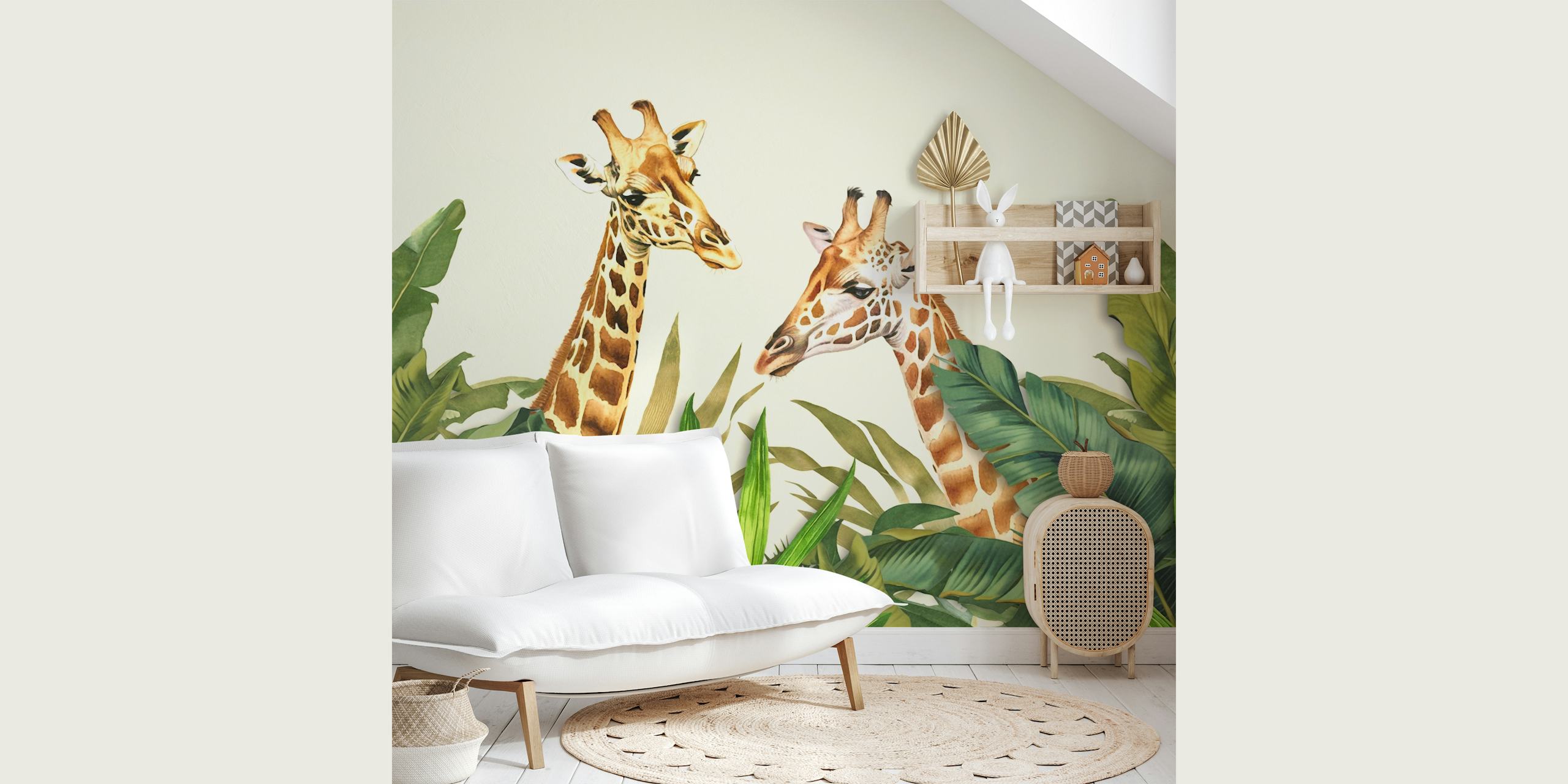 Jirafas entre el follaje tropical diseño