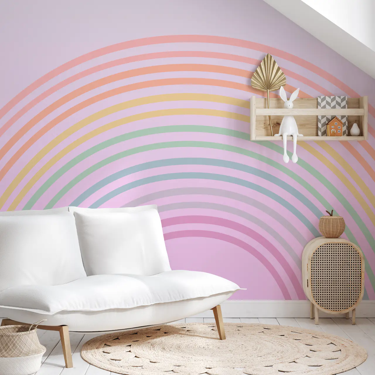 Happy Pastel Boho Rainbow Wallpaper