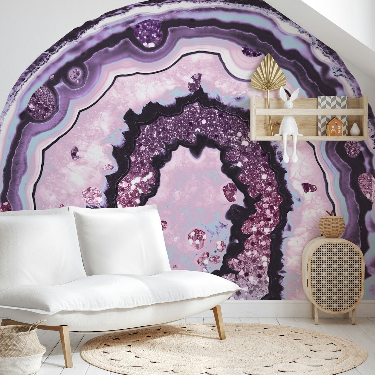 Unicorn Girls Glitter Agate 1 behang in een kamer