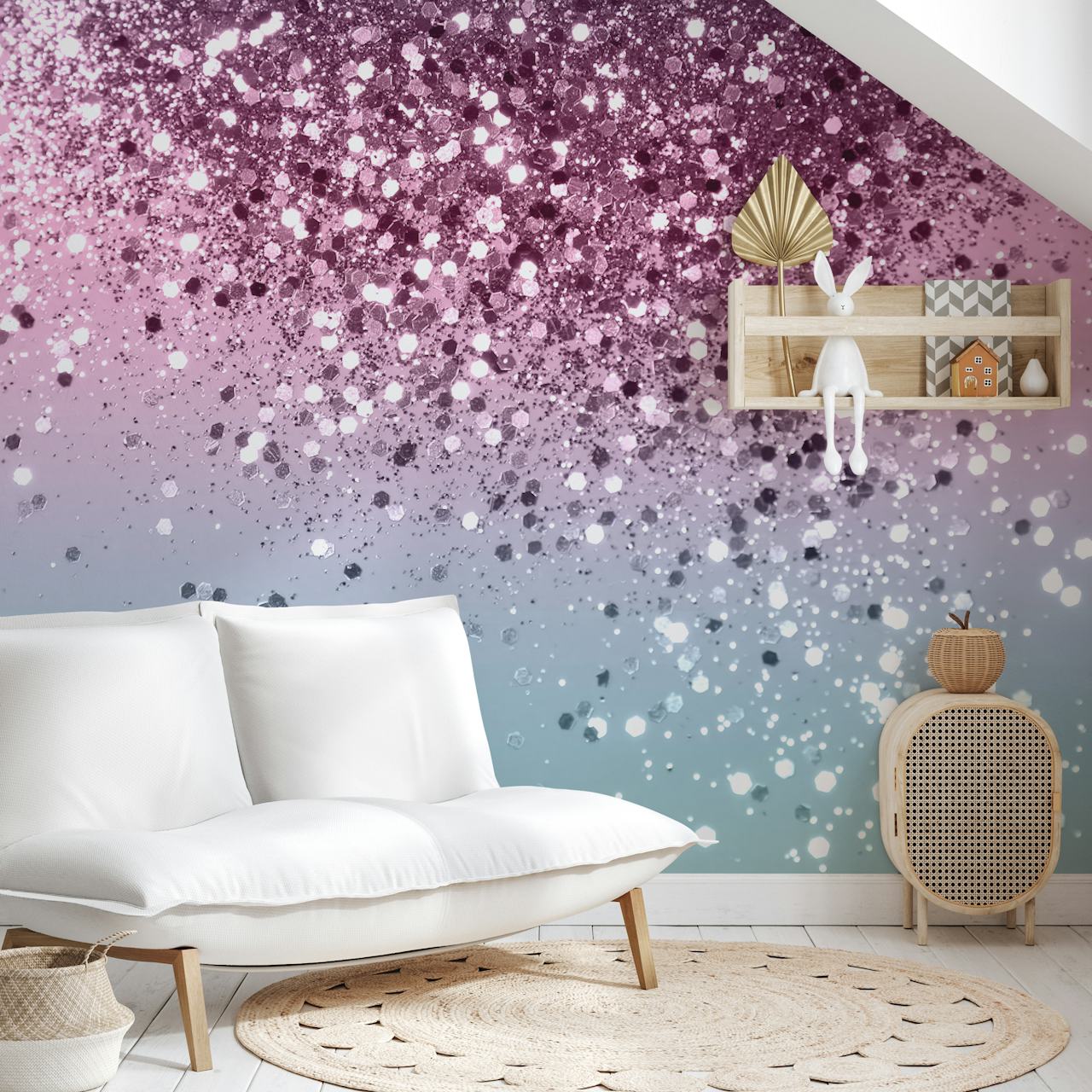 Unicorn Girls Glitter wallpaper in a room