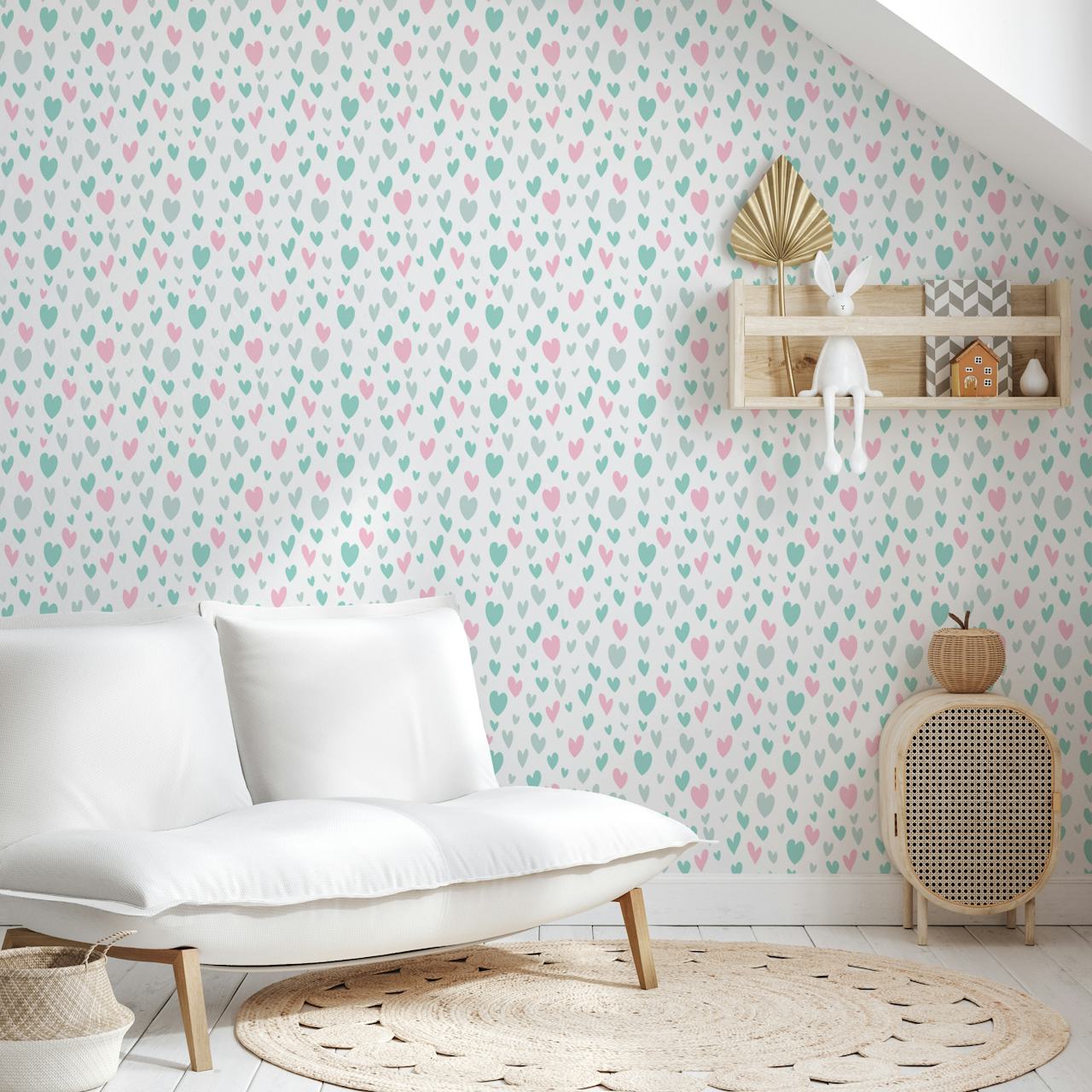 Papel tapiz Pastel Heart Harmony en una habitación