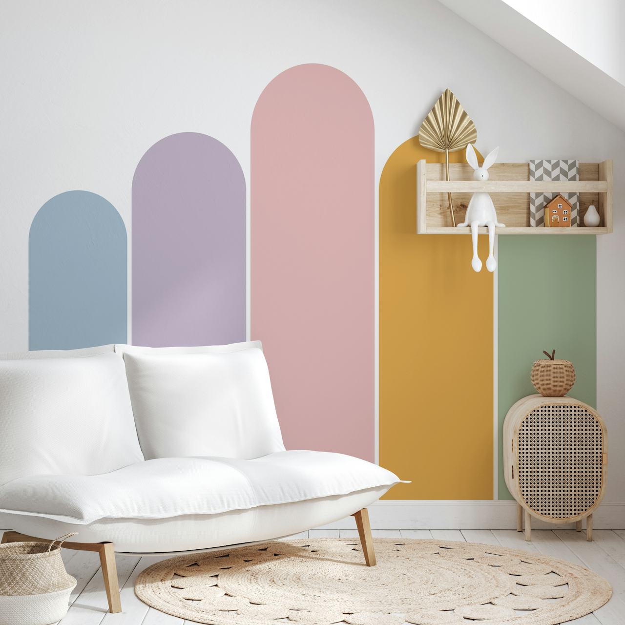 Pastel colored arches in soft hues - rainbow wallpaper