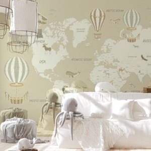 Beautiful Travel Map for Kids - Light Sepia