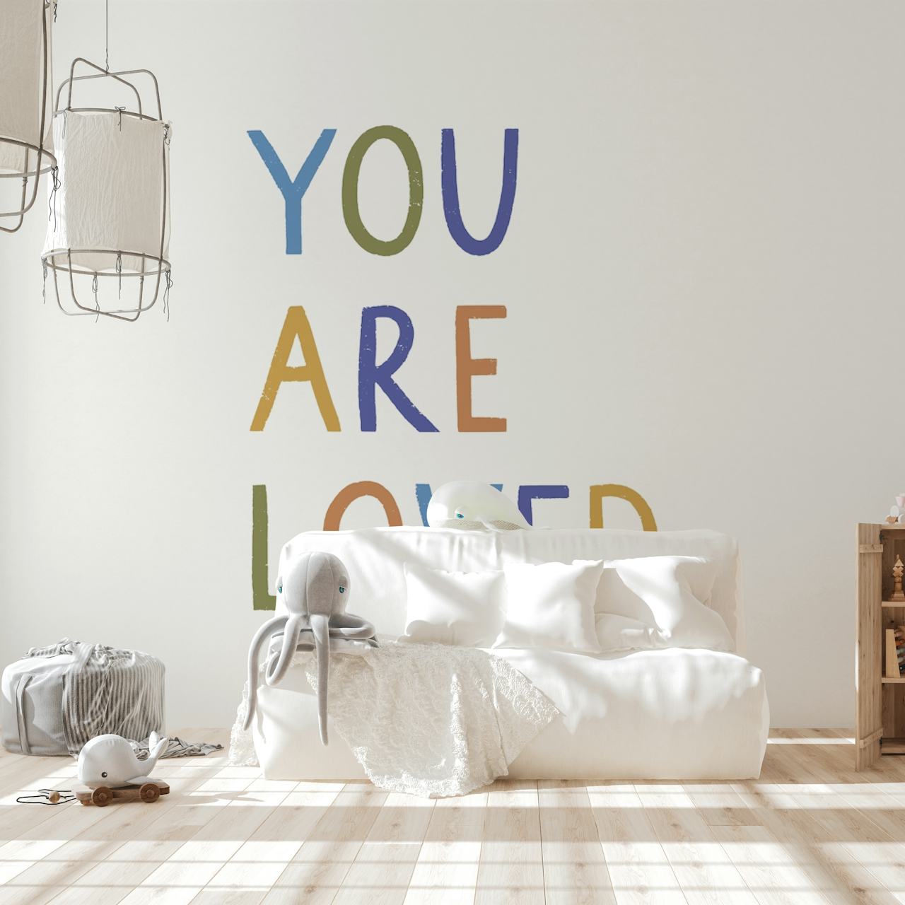 You Are Loved Multicolor 2 tapet i ett rum