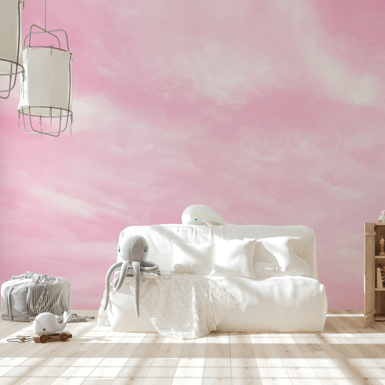 Dreamy Pink Sky wallpaper in a room