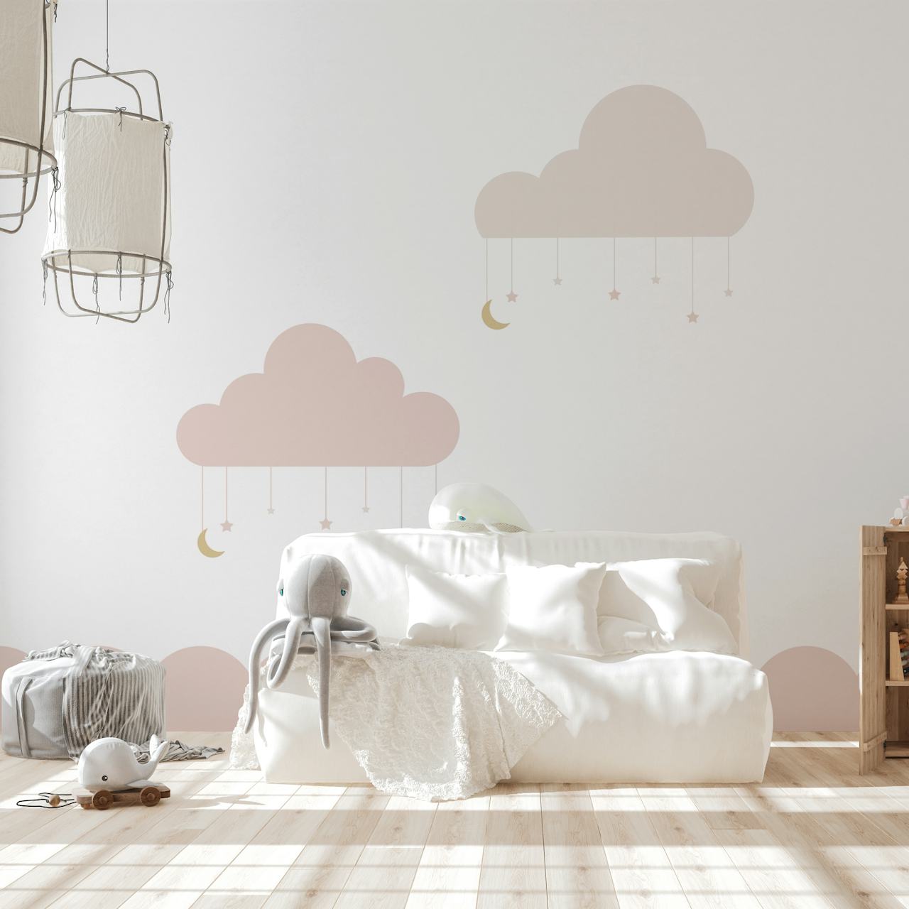 Nursery Tapete mit rosa Wolken