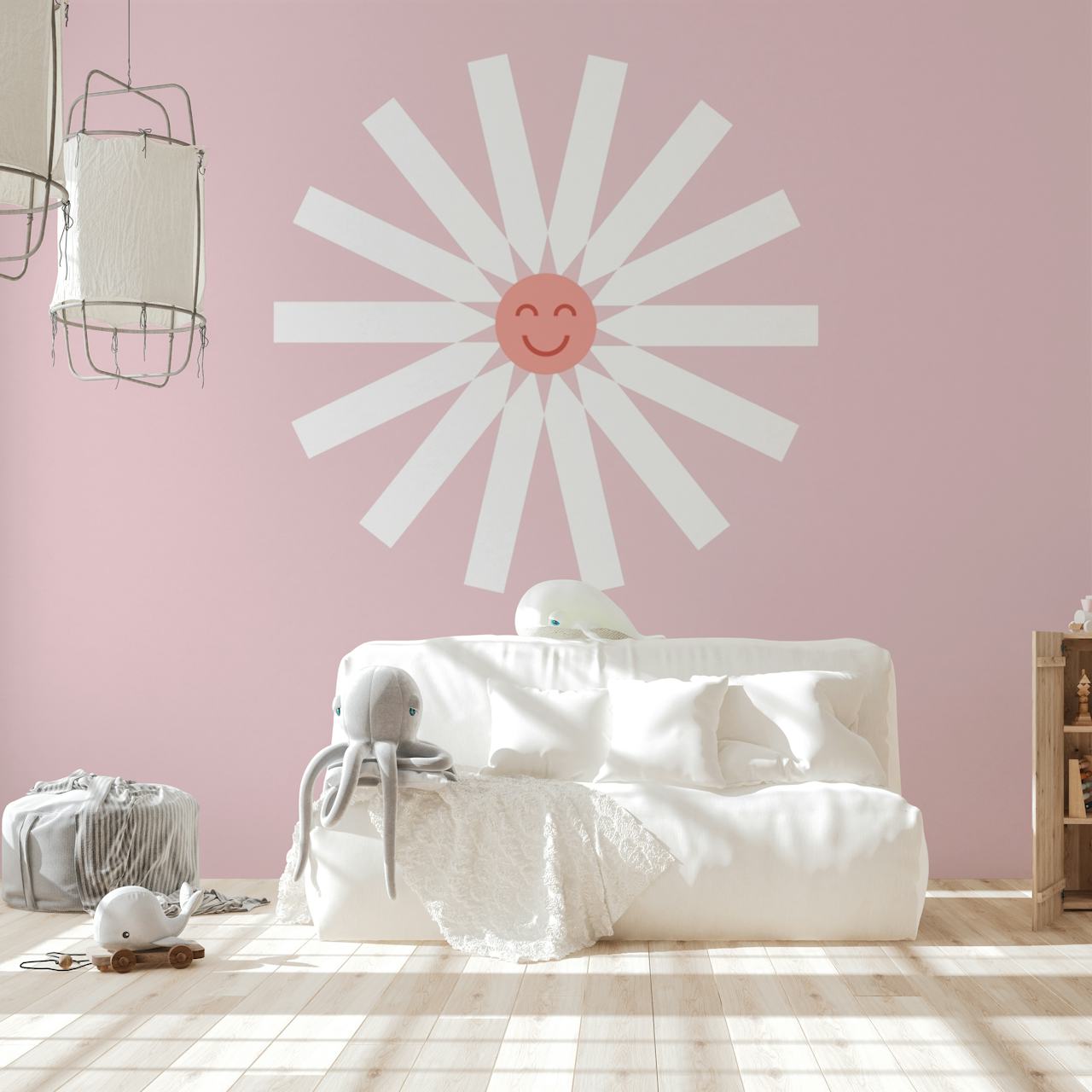 Happy Daisy soft pink panel v pokoji