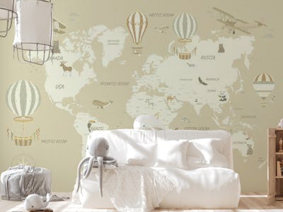 Beautiful Travel Map for Kids - Light Sepia