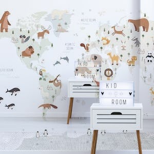 World Map with Animals