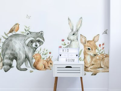 Watercolor forest animals