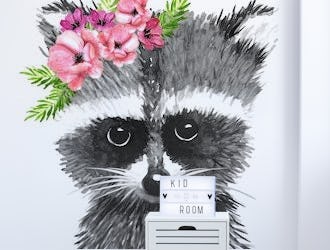 Racoon with Flower Crown